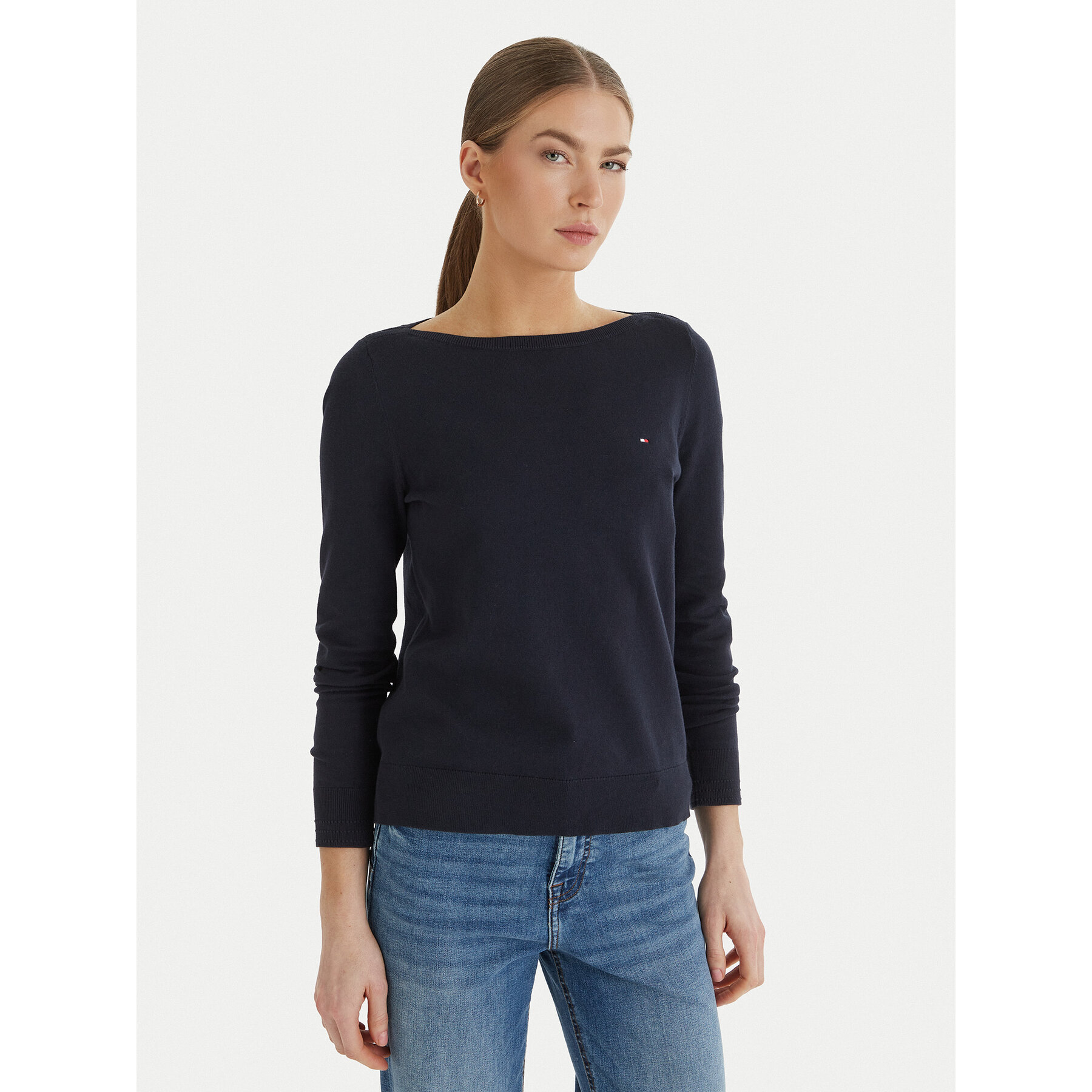 Tommy Hilfiger Sweter WW0WW42050 Granatowy Regular Fit