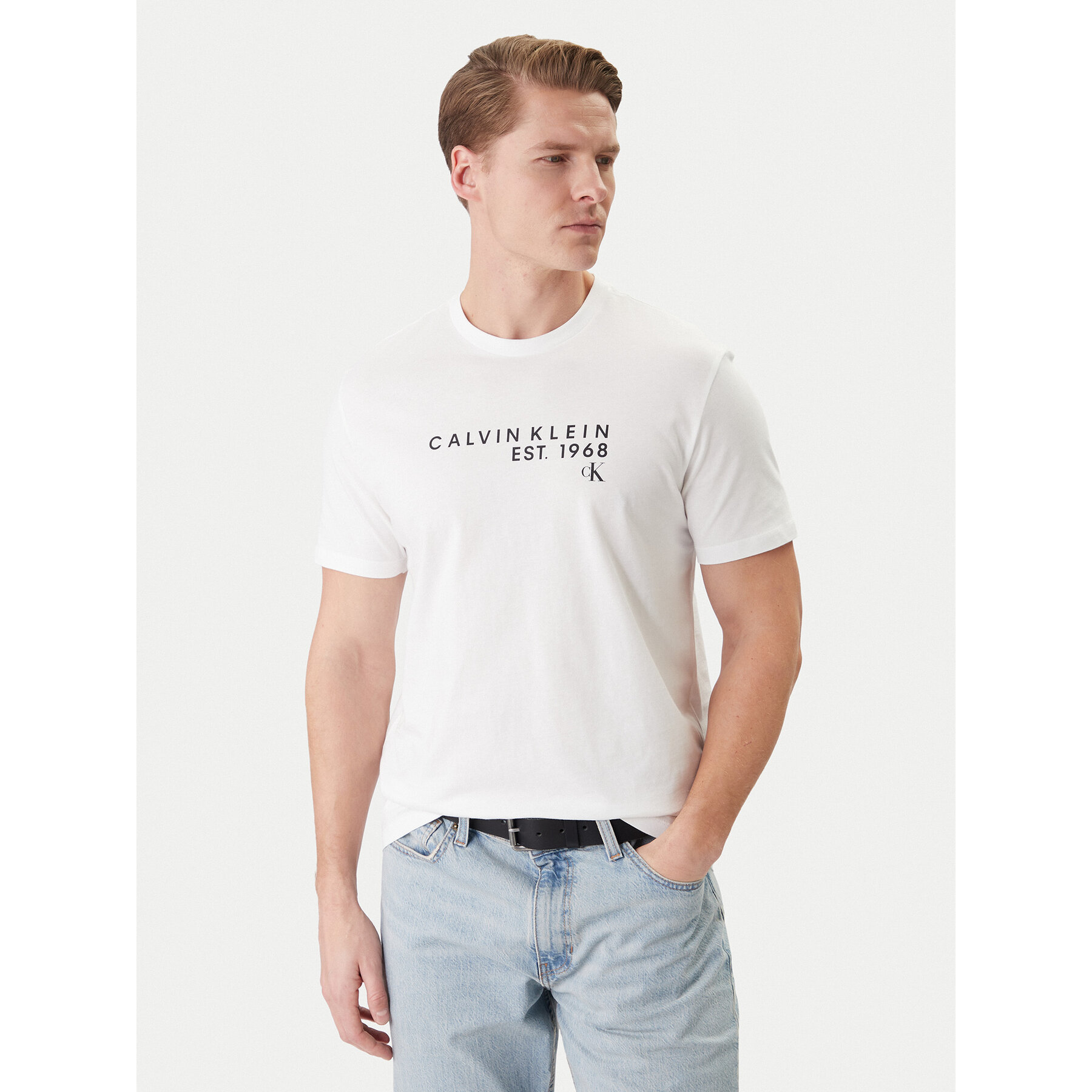 Calvin Klein Jeans T-Shirt LV04RF800G Biały Classic Fit