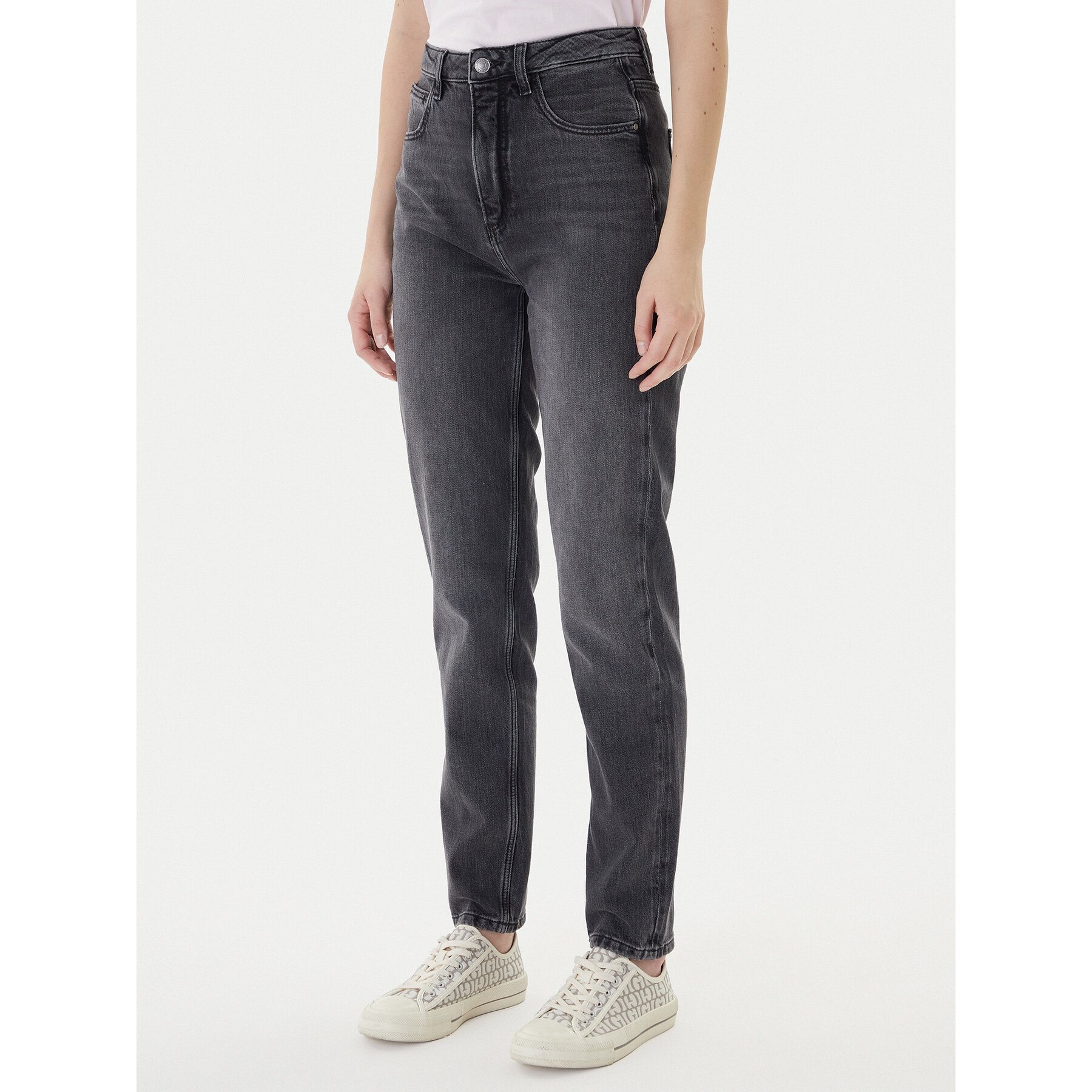 Guess Jeansy W2YA21 D4QD2 Szary Mom Fit