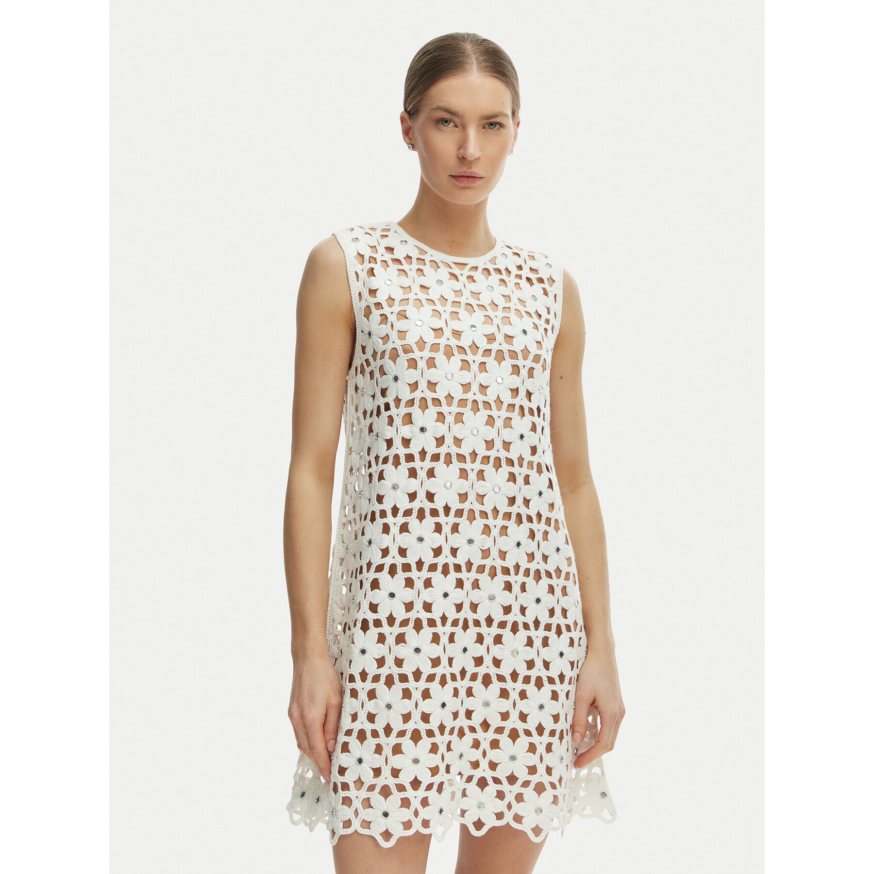 MICHAEL Michael Kors Sukienka letnia MS683CWKNE Biały Slim Fit