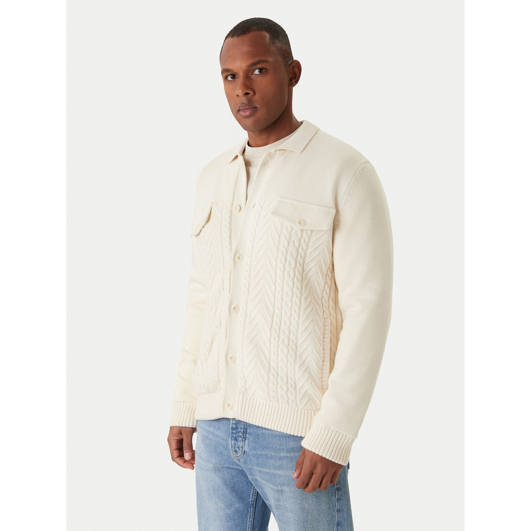JOOP! Jeans Kardigan Walto 30047659 Écru Modern Fit