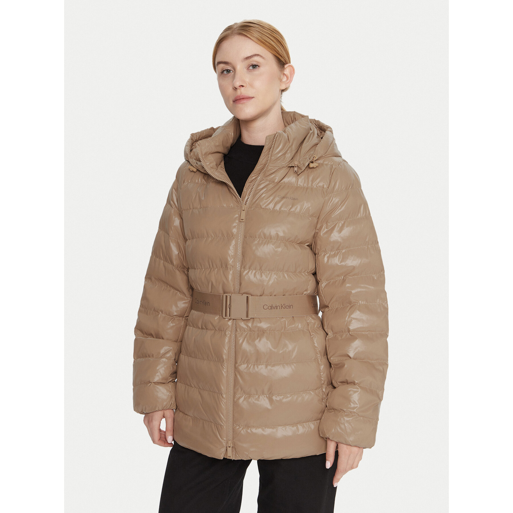 Calvin Klein Kurtka zimowa LV044D542G Beżowy Regular Fit