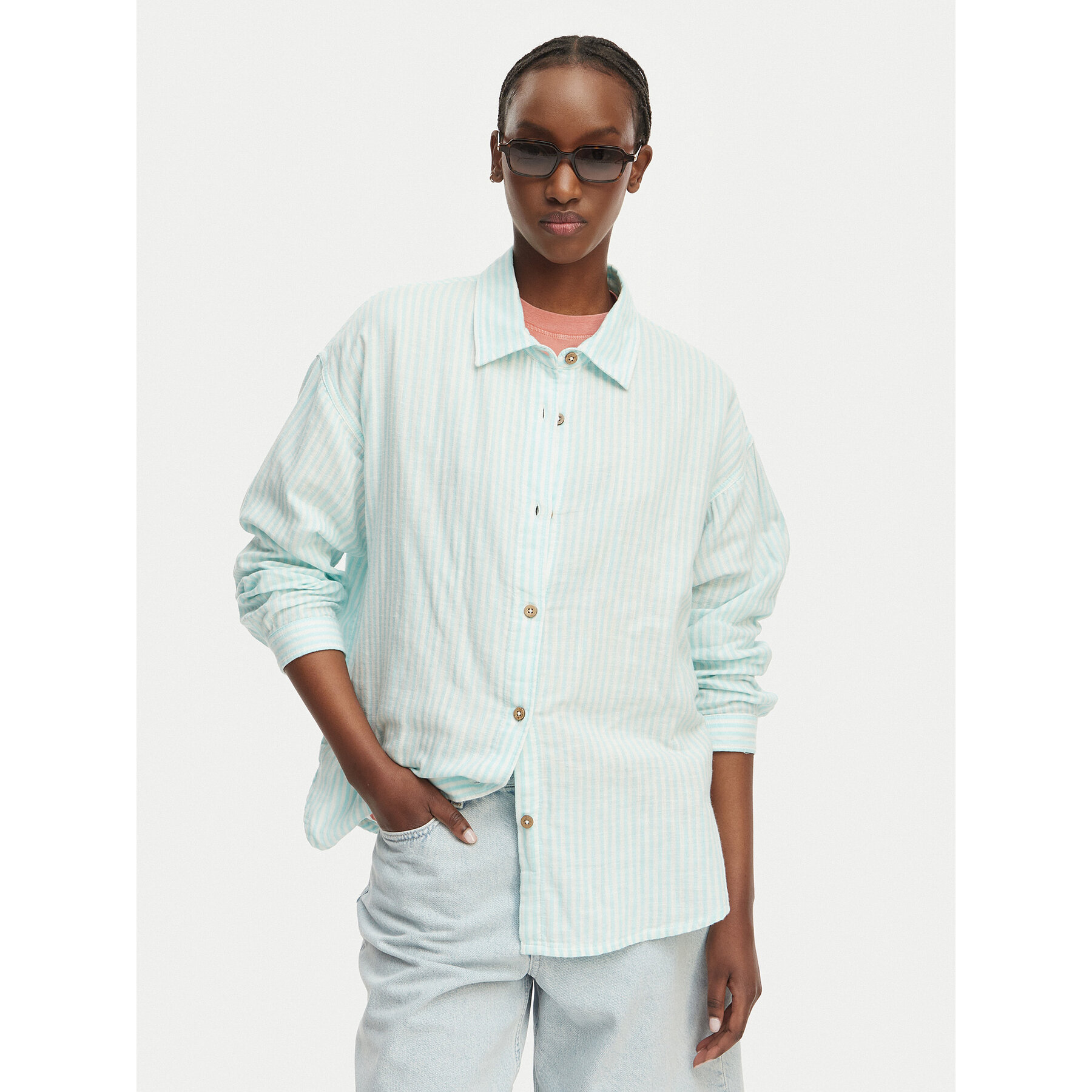 Roxy Koszula Morning Shine Stripe ERJWT03747 Niebieski jasny Loose Fit