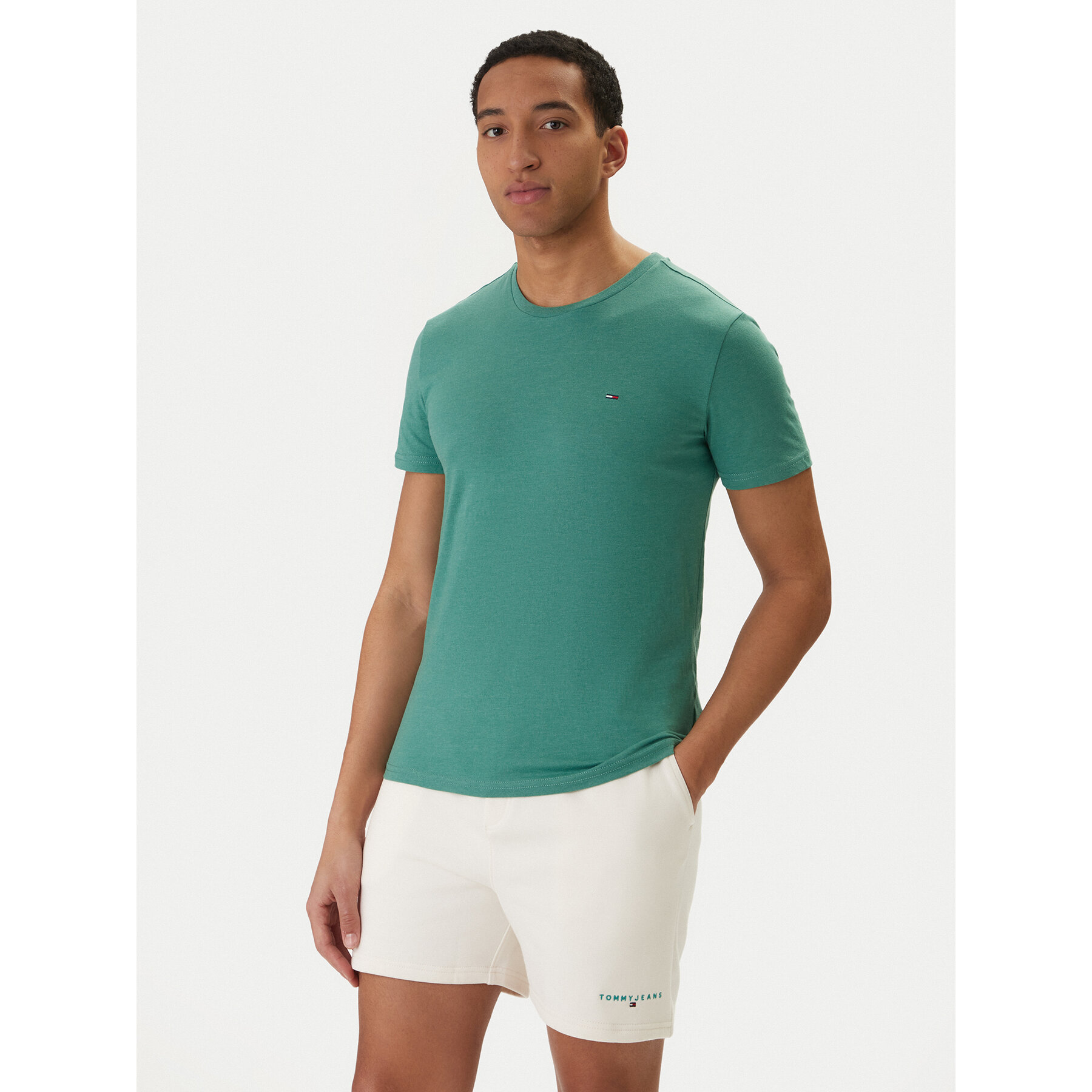 Tommy Jeans T-Shirt DM0DM20363 Zielony Slim Fit