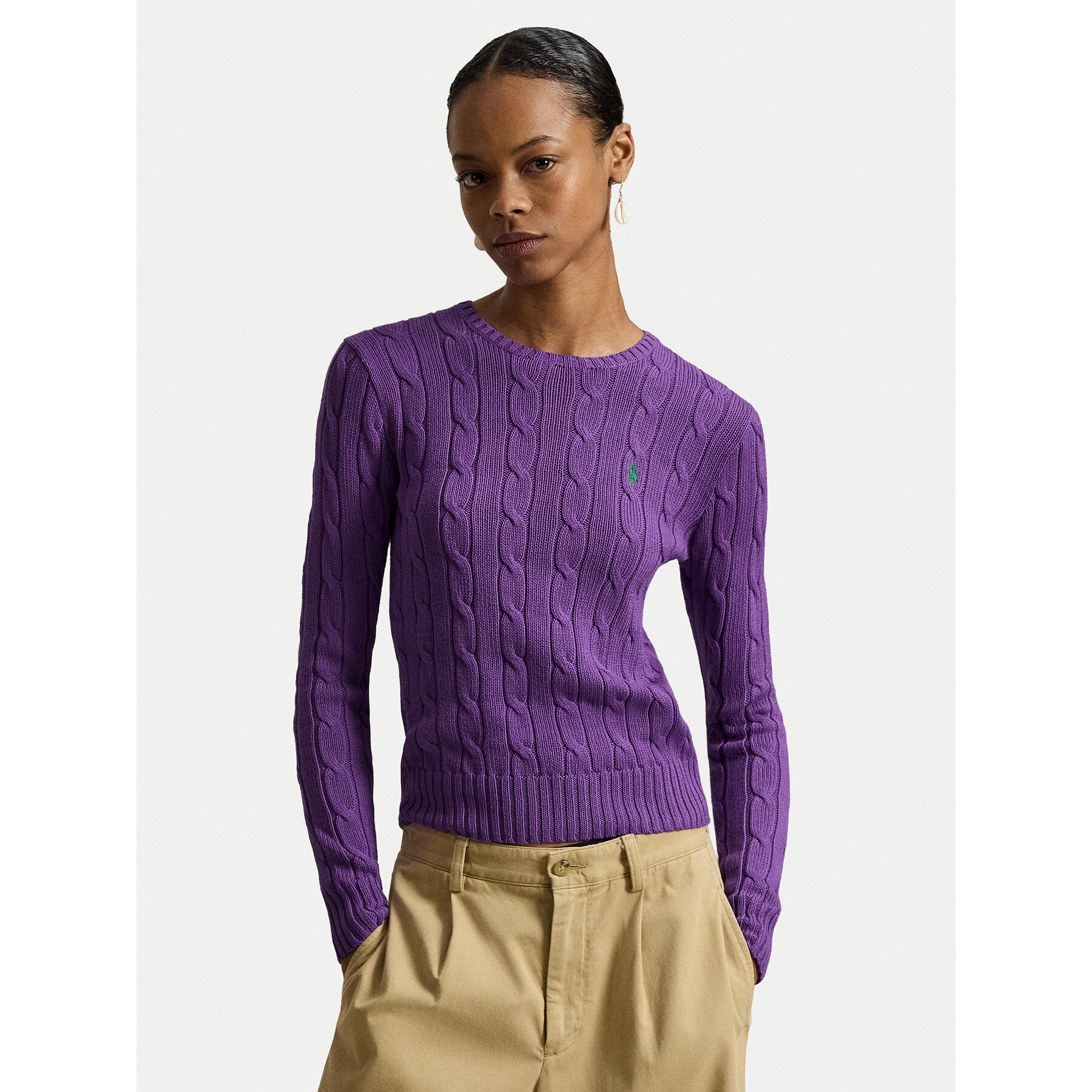 Polo Ralph Lauren Sweter 211971869503 Fioletowy Slim Fit