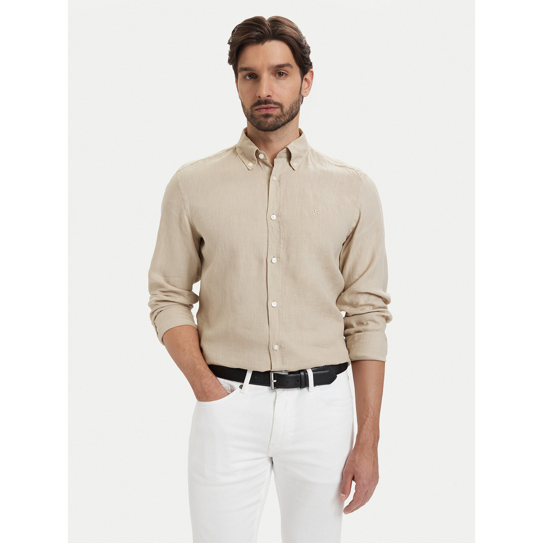 BOSS Koszula H-Liam 50556077 Beżowy Regular Fit