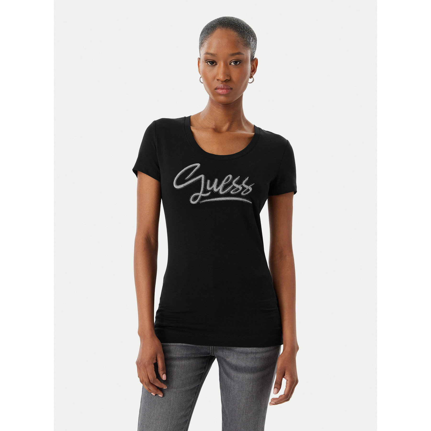 Guess T-Shirt W6RI24 J1314 Czarny Regular Fit