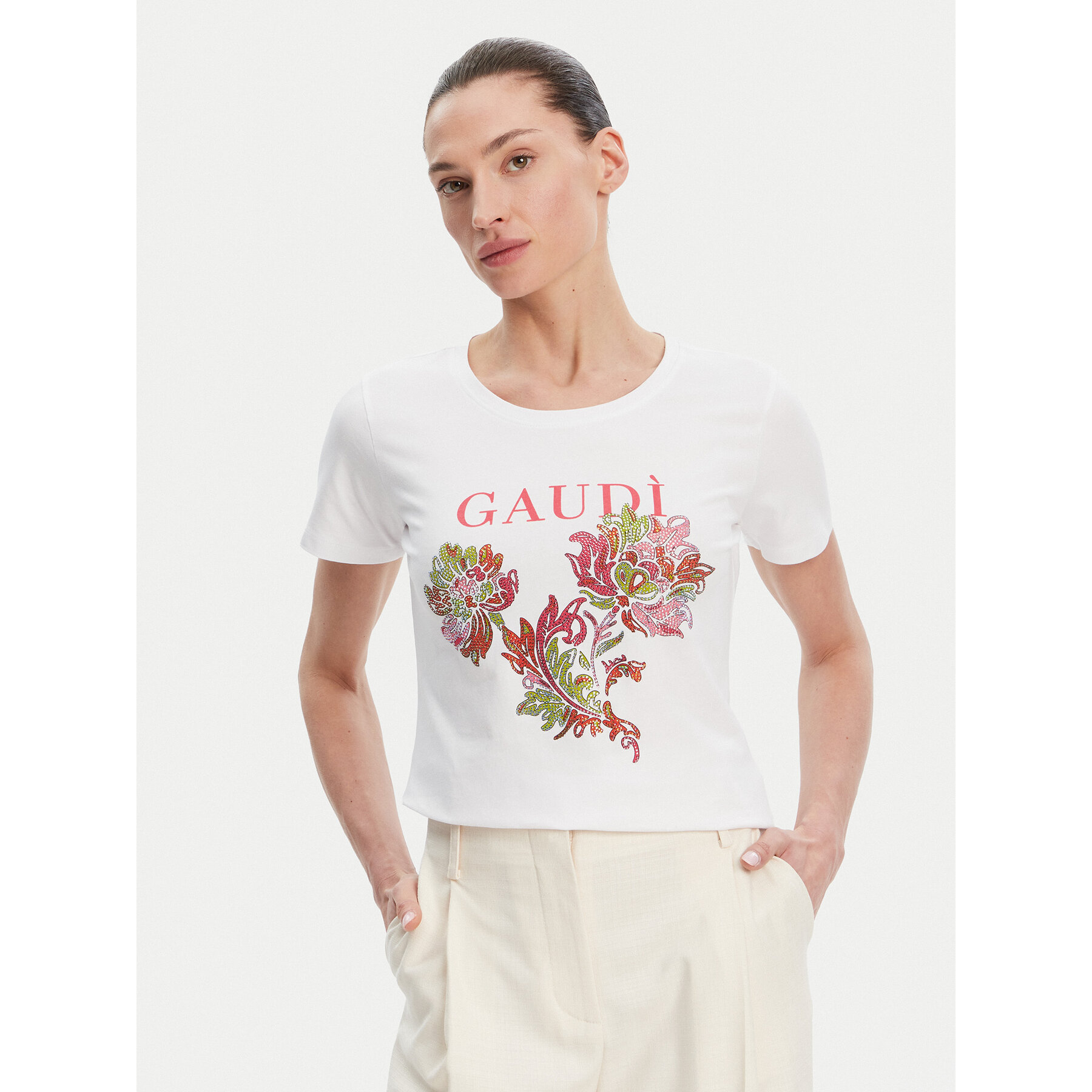 Gaudi T-Shirt 511BD64036 Biały Regular Fit