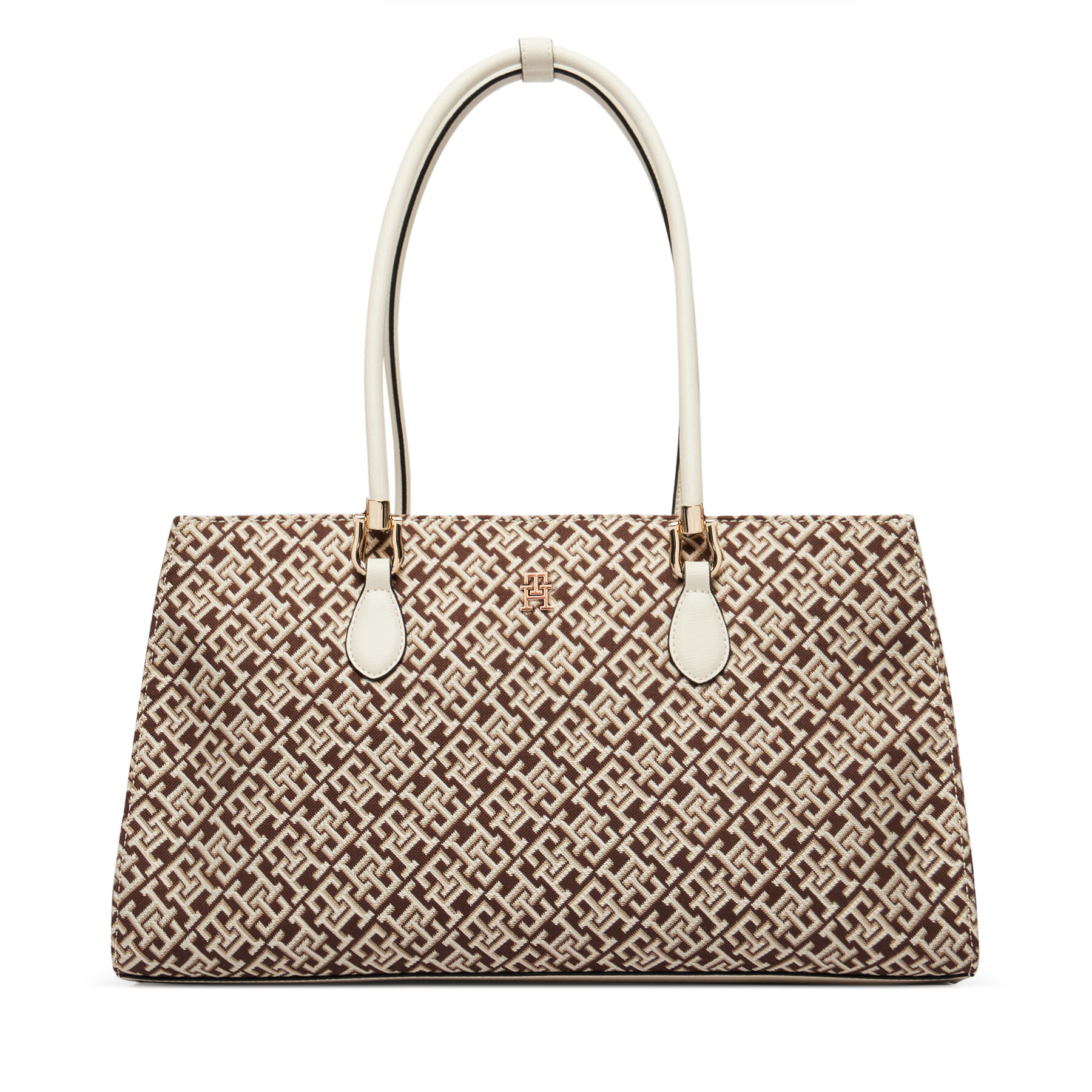 Tommy Hilfiger Torebka Th Grace Satchel Jacquard AW0AW18754 Brązowy