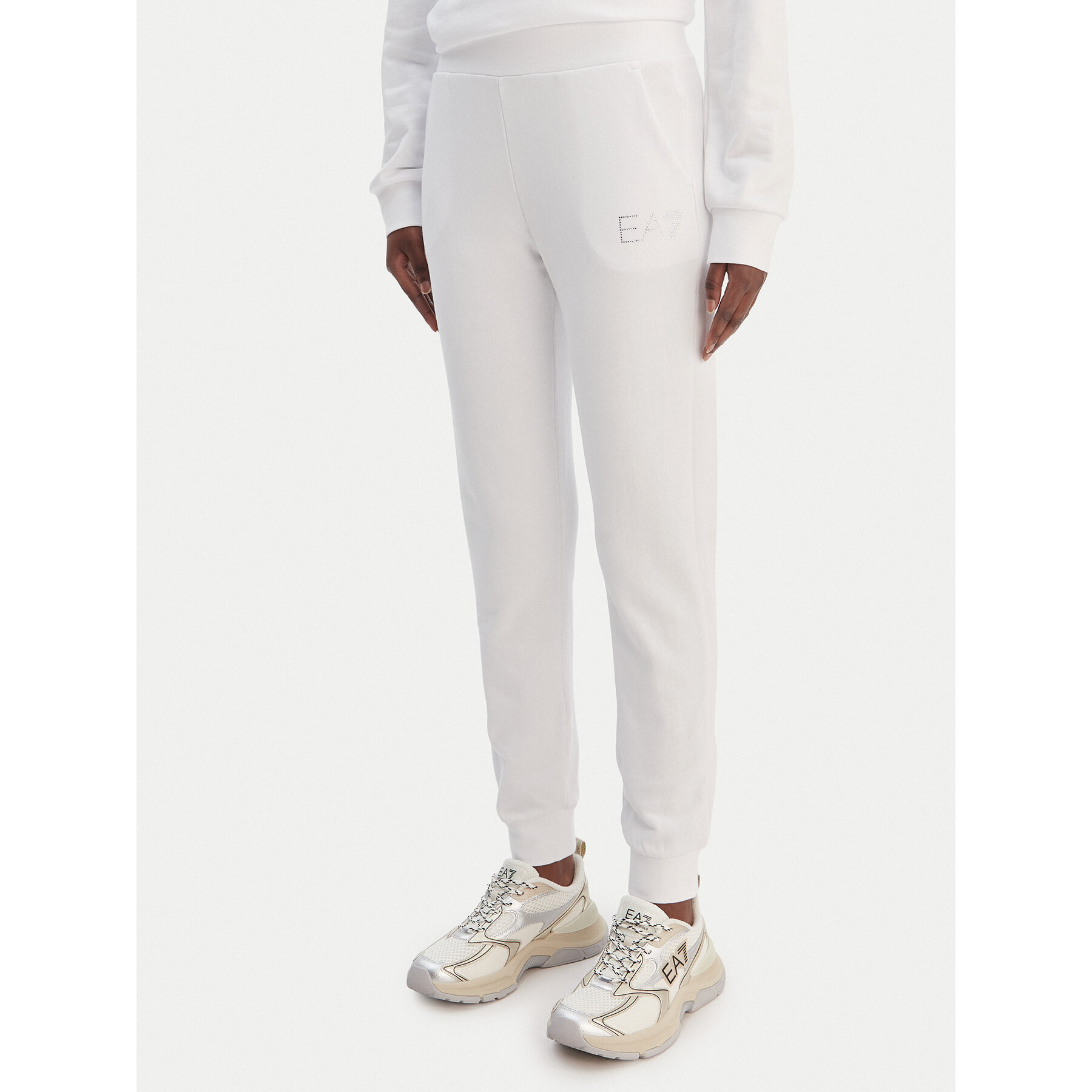 EA7 Emporio Armani Spodnie dresowe 7W000538 AF15831 U0002 Biały Regular Fit
