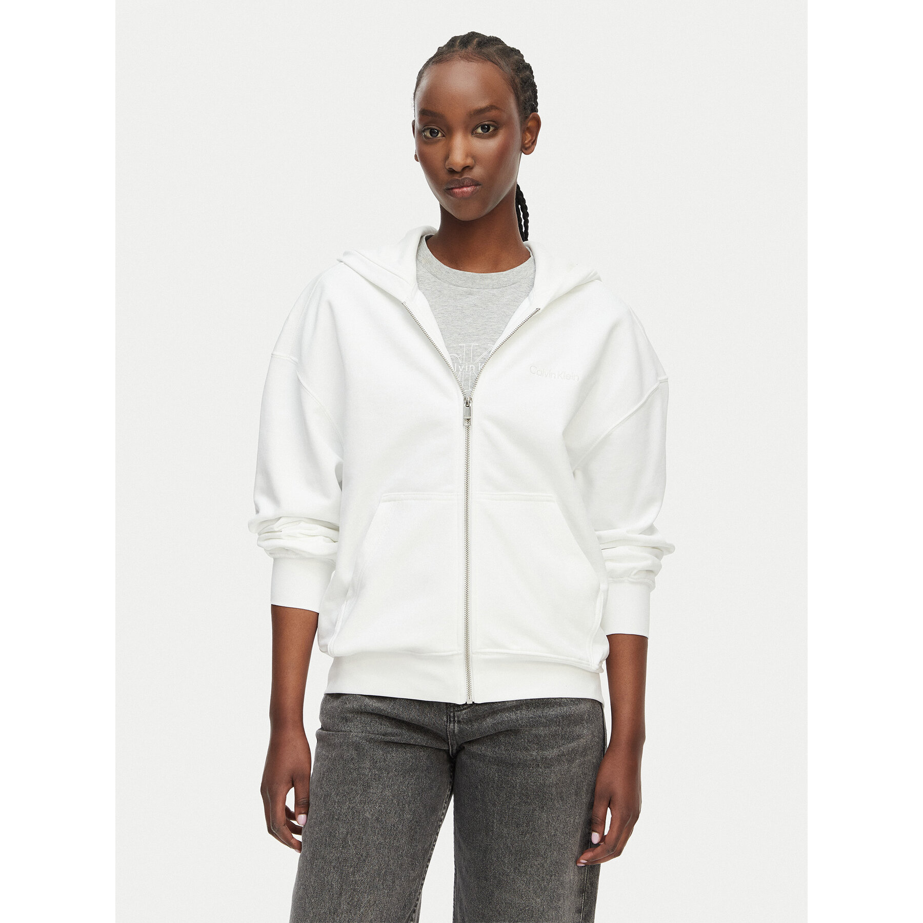 Calvin Klein Bluza LV044G215G Biały Relaxed Fit