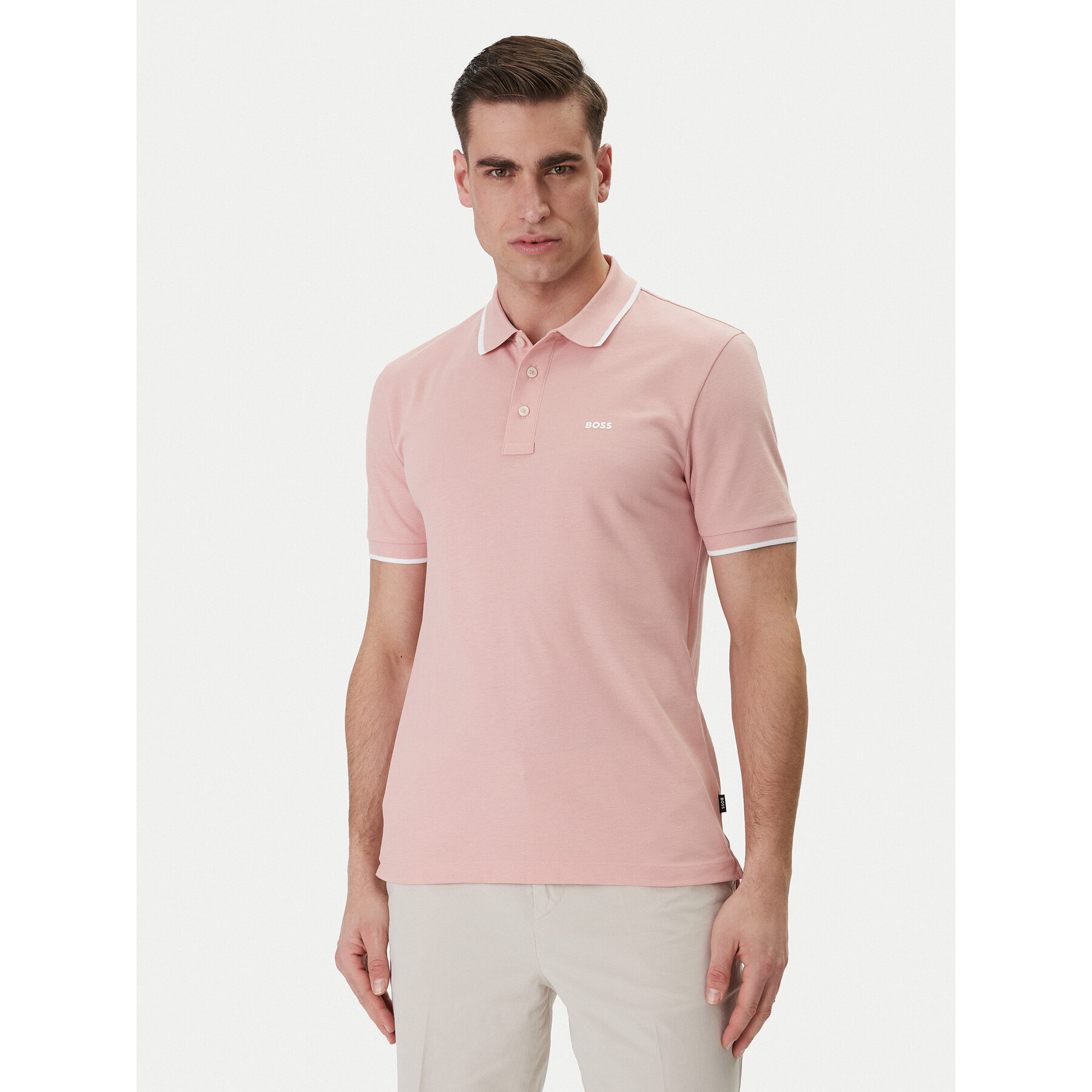 BOSS Polo Parlay 190 50494697 Różowy Regular Fit