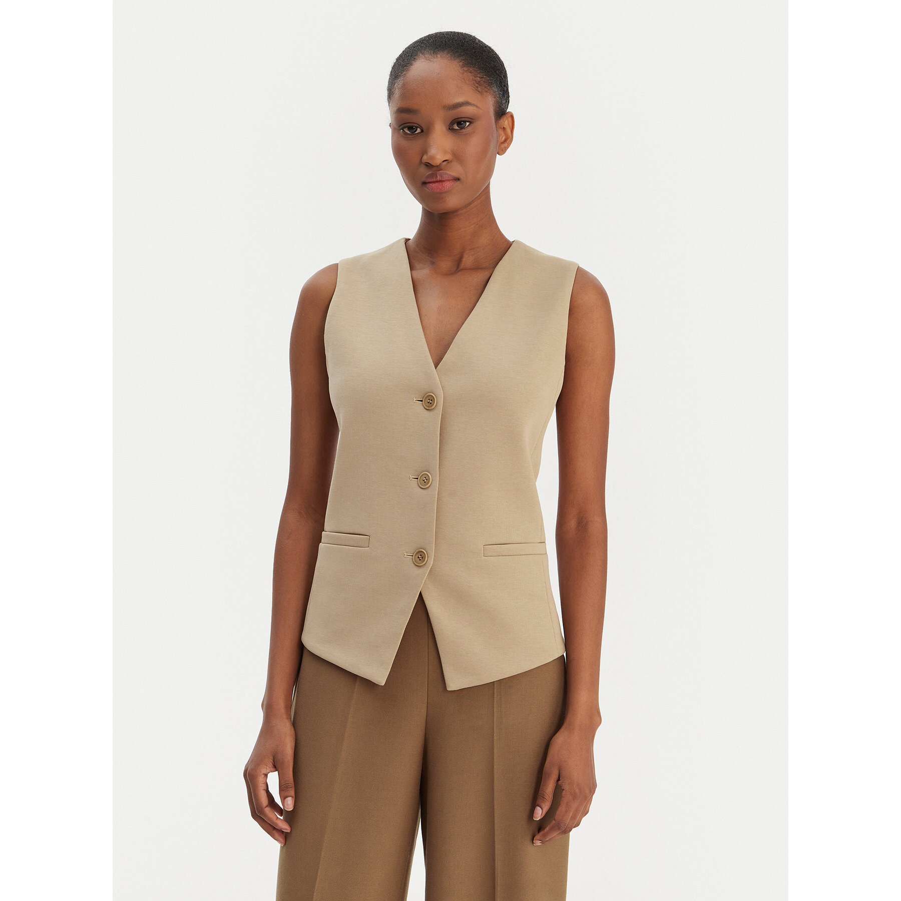 Weekend Max Mara Kamizelka garniturowa Poggio 2615911021 Beżowy Slim Fit