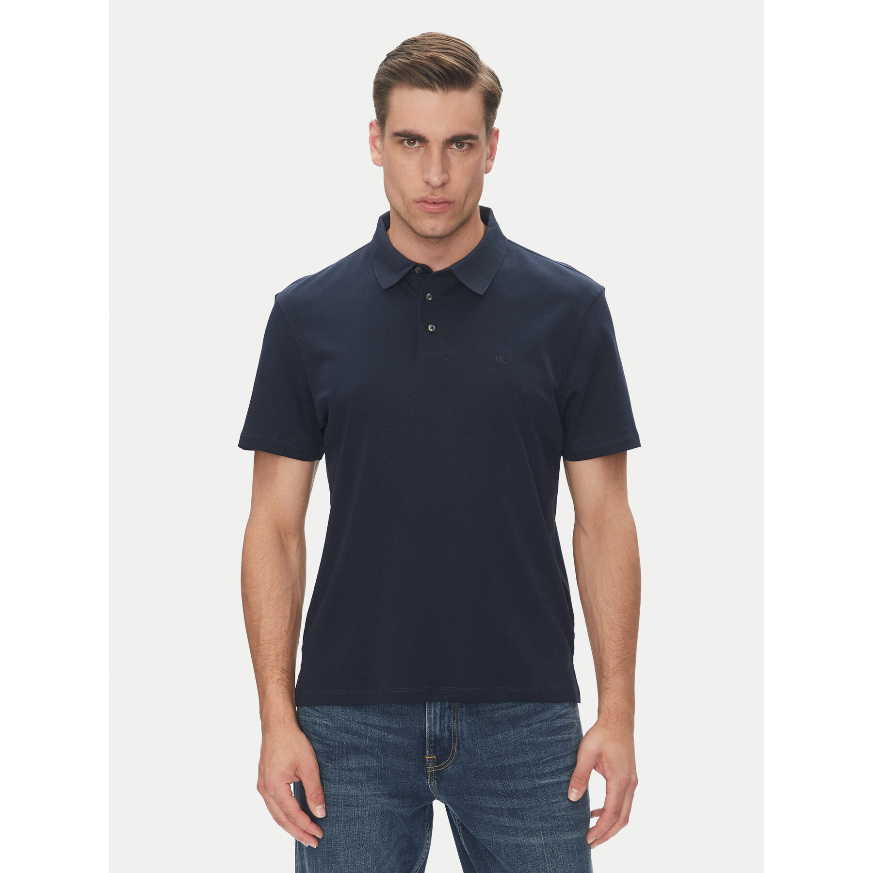 Calvin Klein Polo Supima LV04LB276G Granatowy Regular Fit