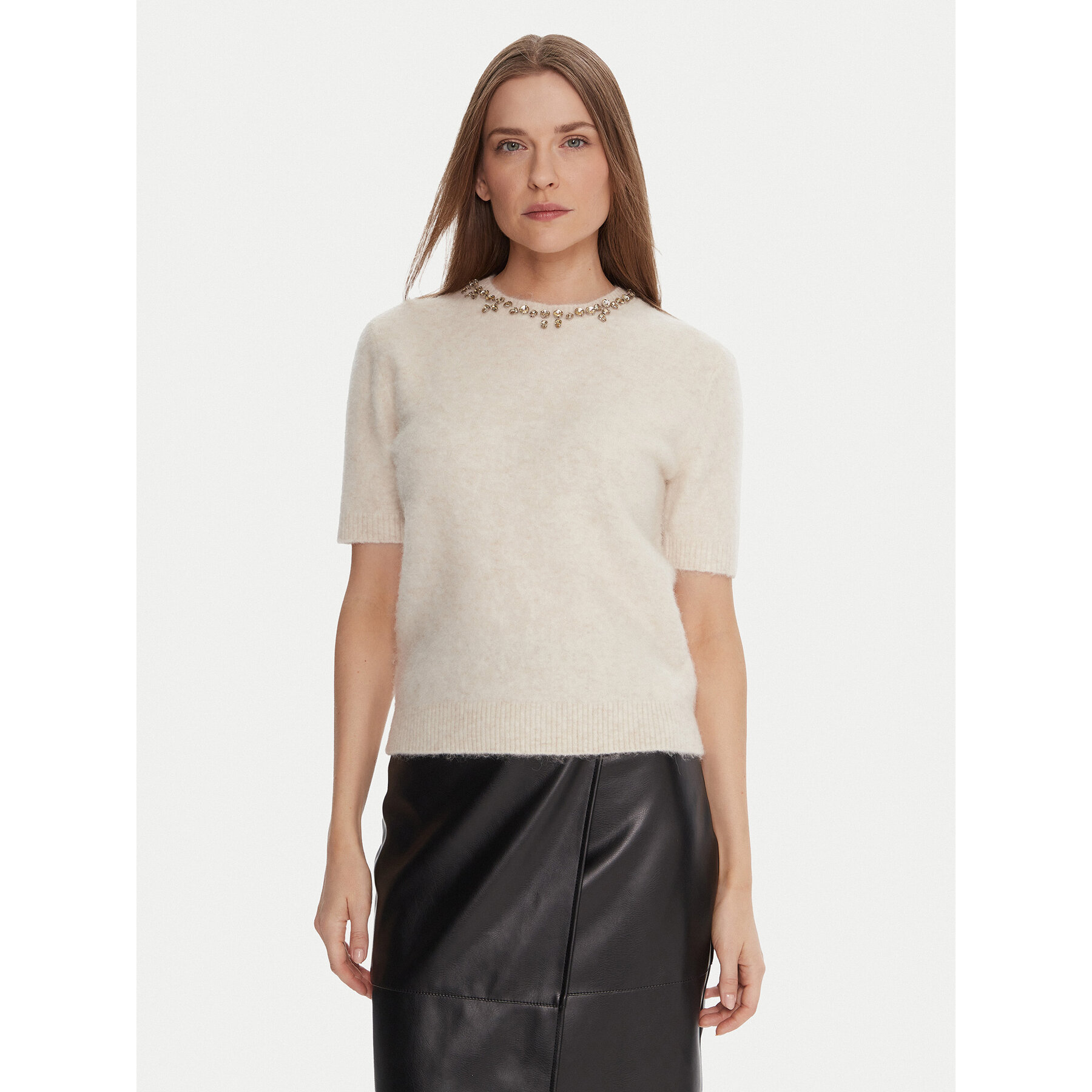 KAOS Sweter RI1NT071 Écru Regular Fit