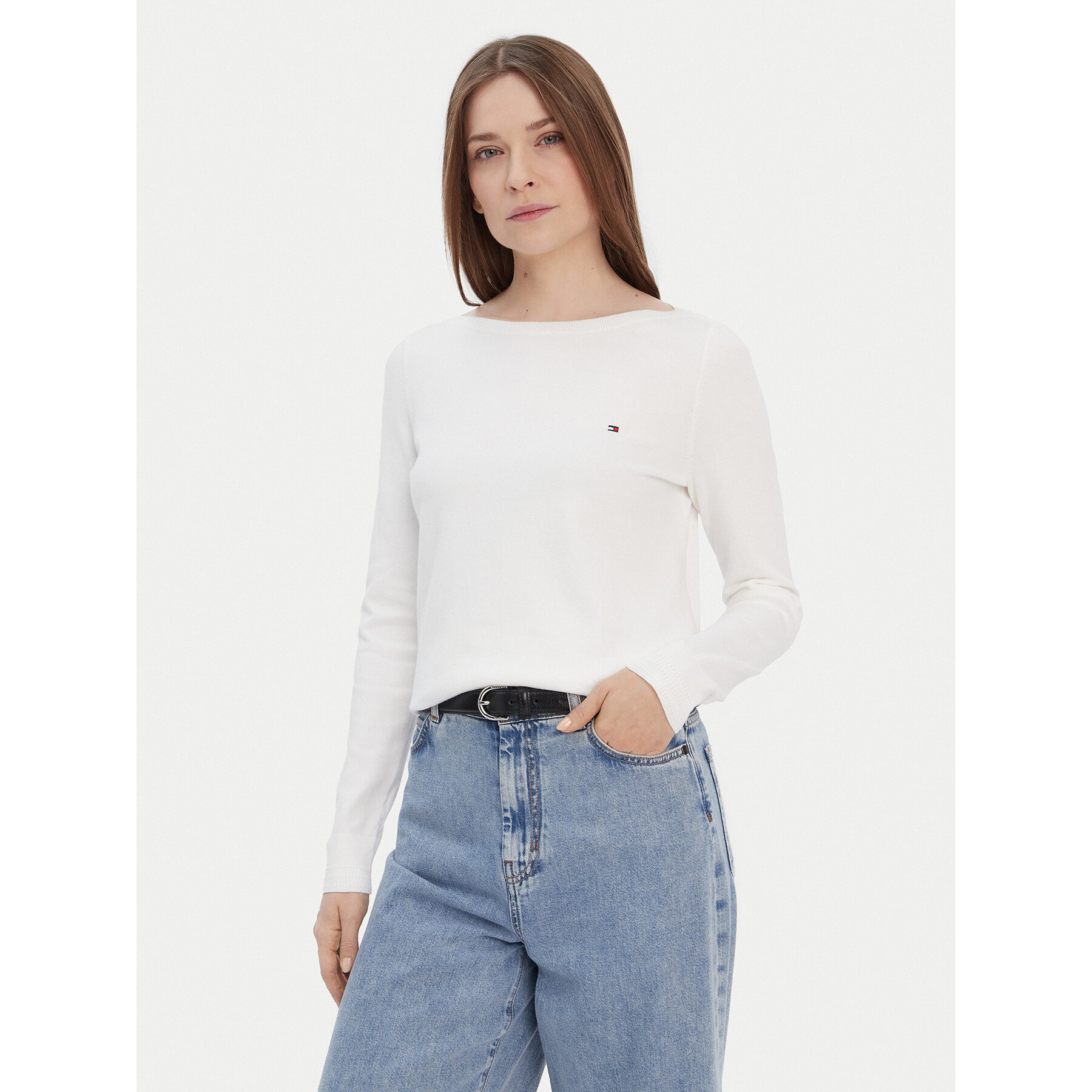 Tommy Hilfiger Sweter WW0WW42050 Biały Regular Fit