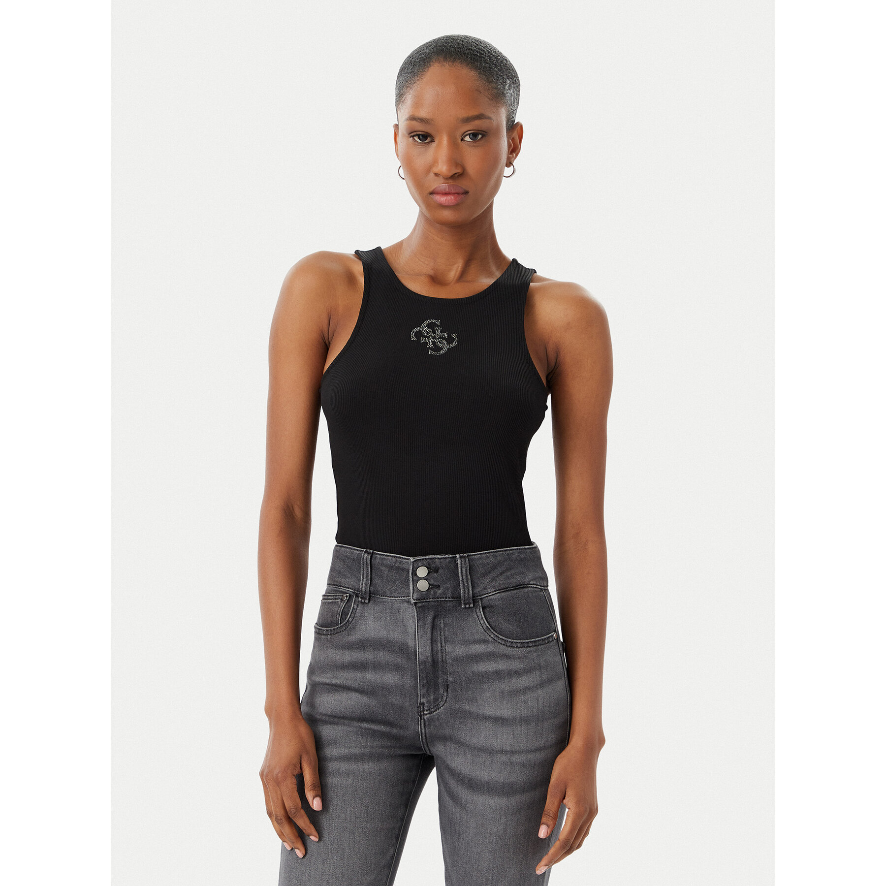 Guess Top W6RP39 KD092 Czarny Regular Fit