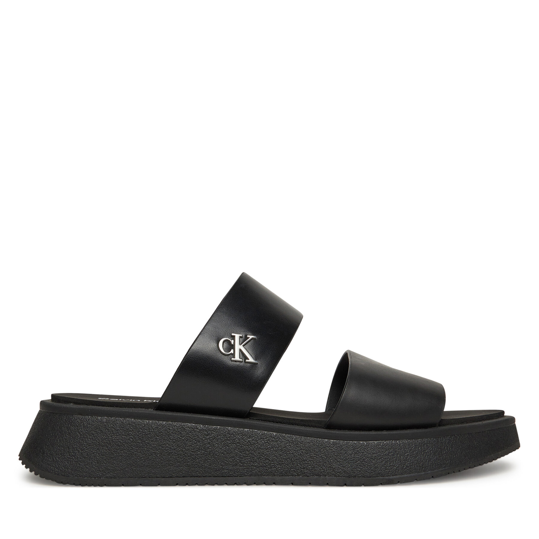 Calvin Klein Jeans Klapki Sandal Slide Double Strap YW0YW01694 Czarny