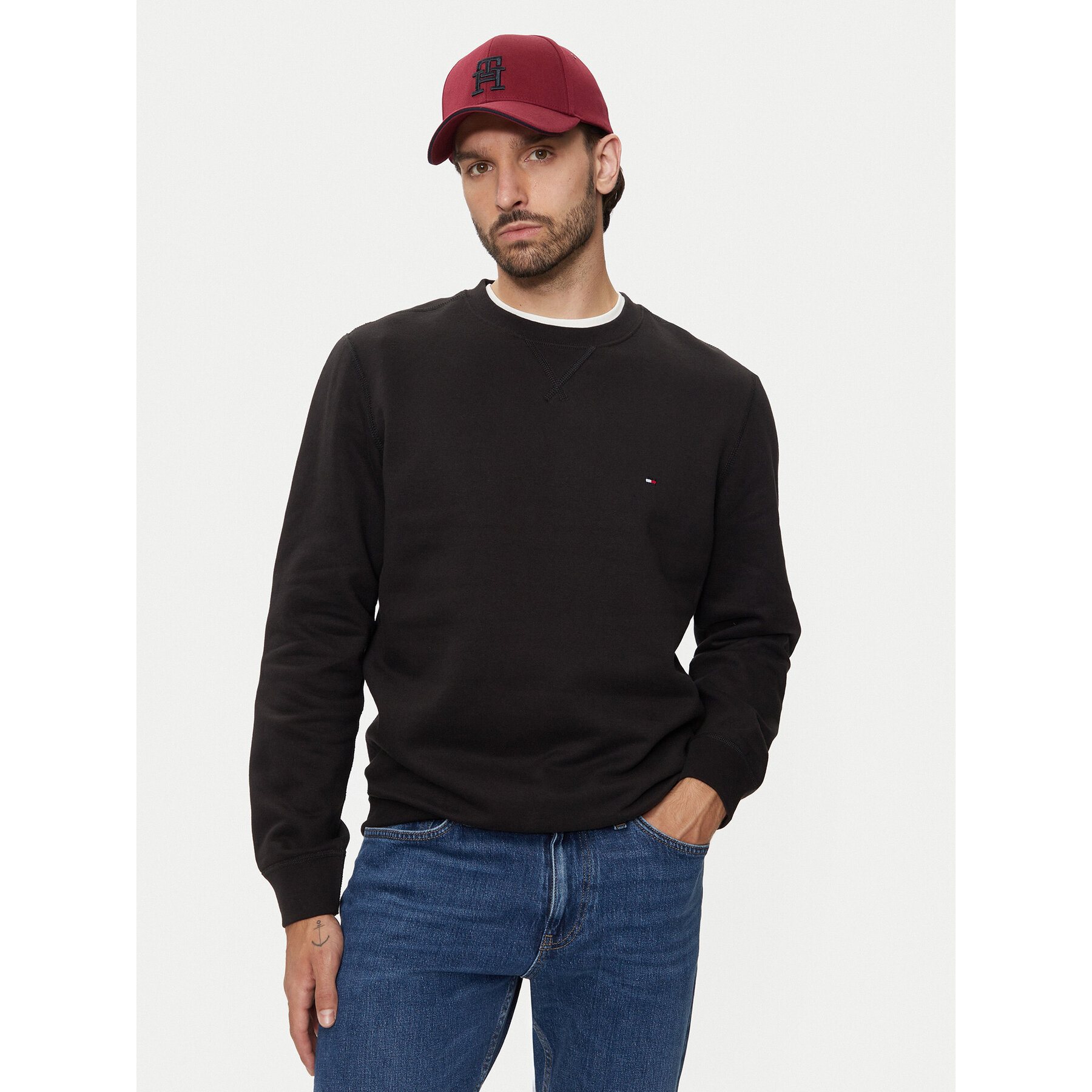 Tommy Hilfiger Bluza Essential MW0MW37232 Czarny Regular Fit