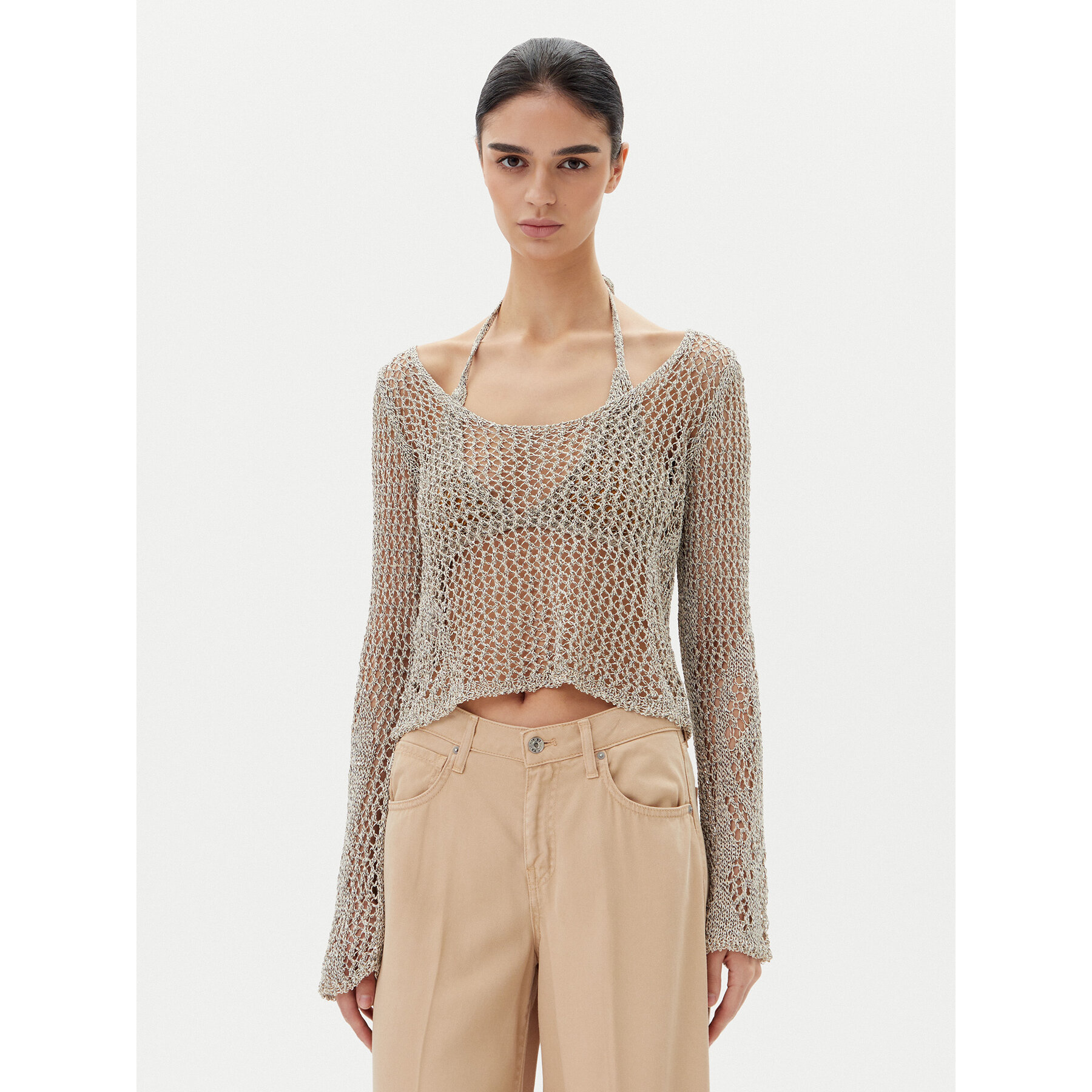 PINKO Sweter Denali 104749 A2FB Szary Regular Fit