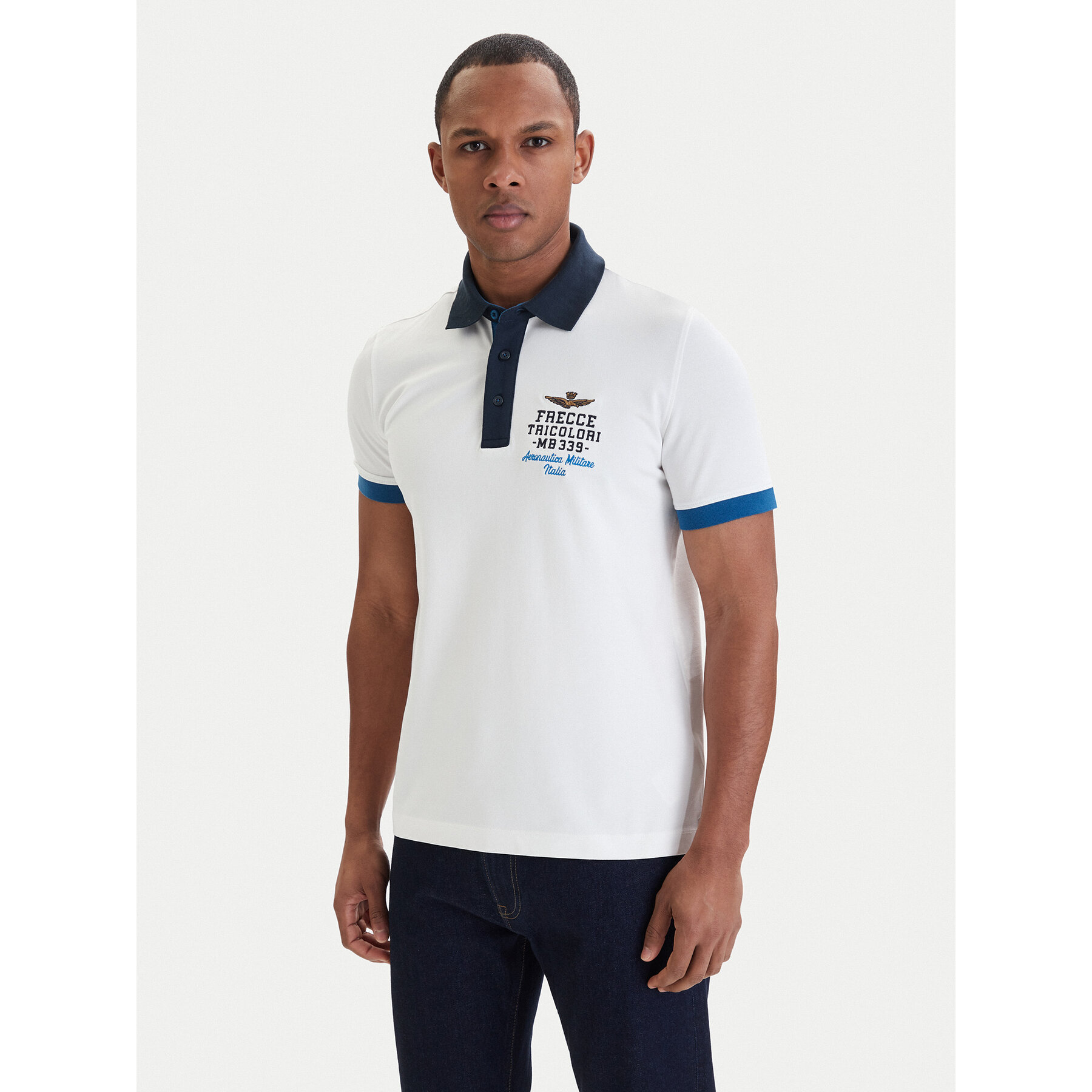 Aeronautica Militare Polo 261PO1908UP00191 Biały Slim Fit