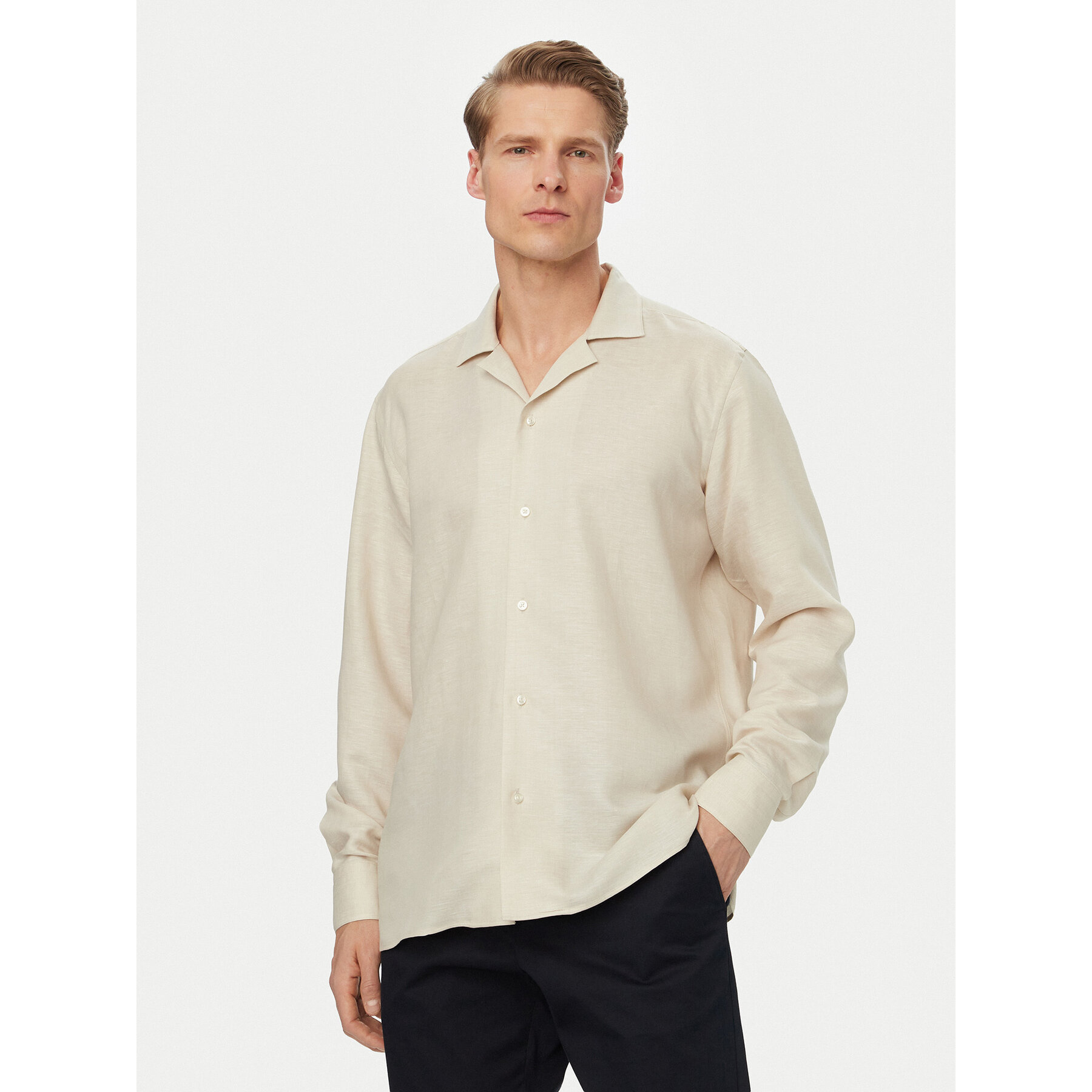 BOSS Koszula H-Joe 50561616 Beżowy jasny Regular Fit