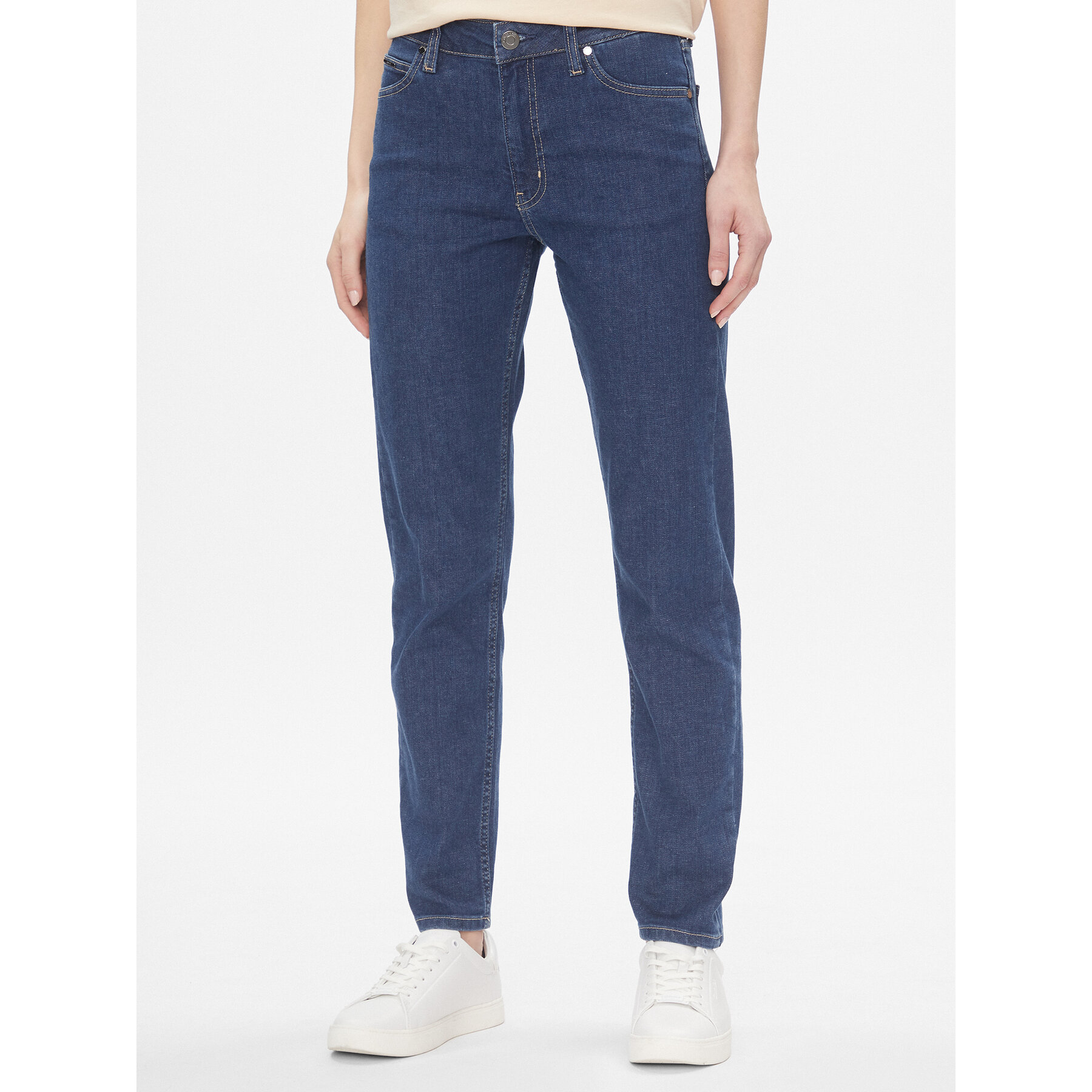 Calvin Klein Jeansy Mid Rise Slim - Mid Blue K20K206780 Niebieski Slim Fit