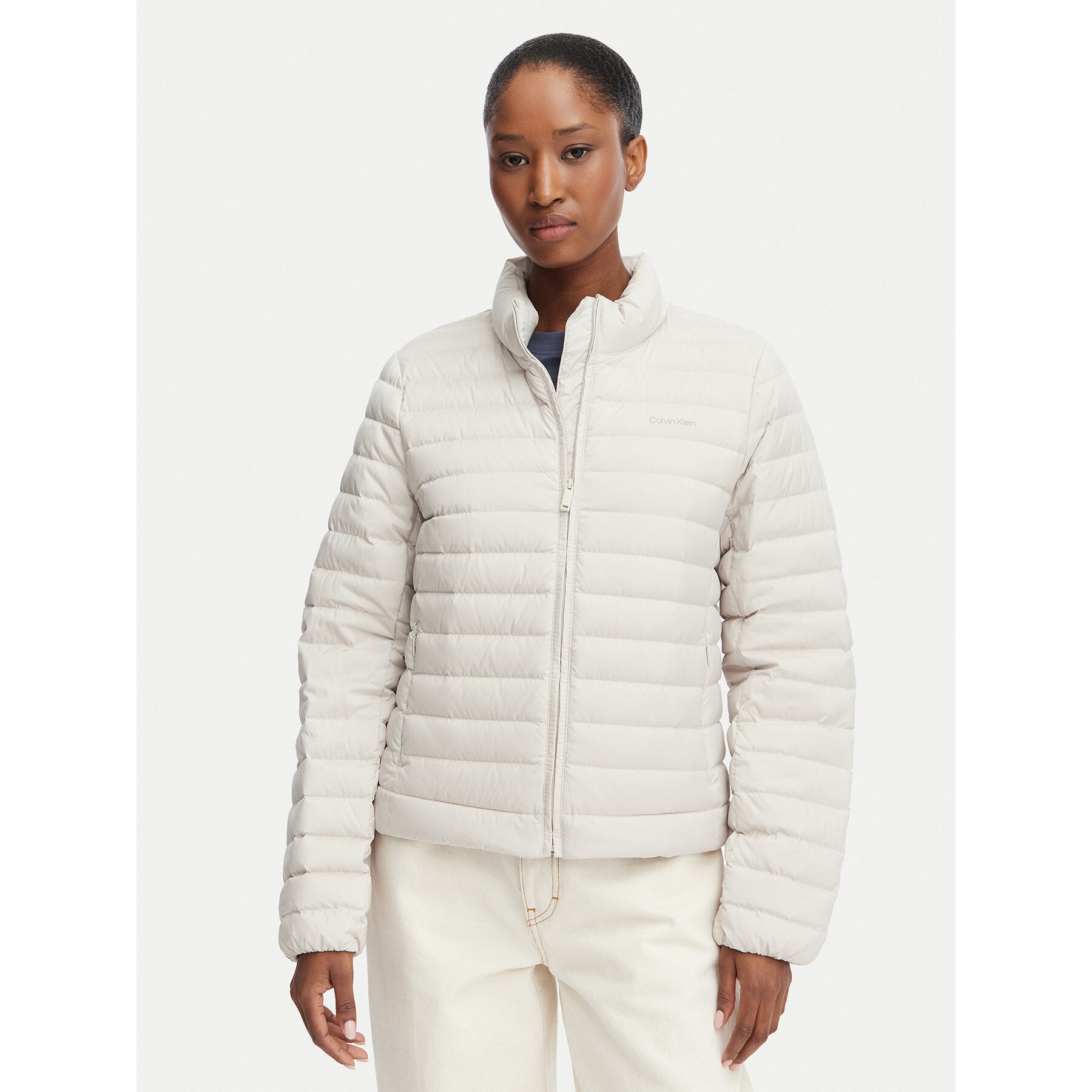 Calvin Klein Kurtka puchowa LV044G502G Beżowy jasny Regular Fit