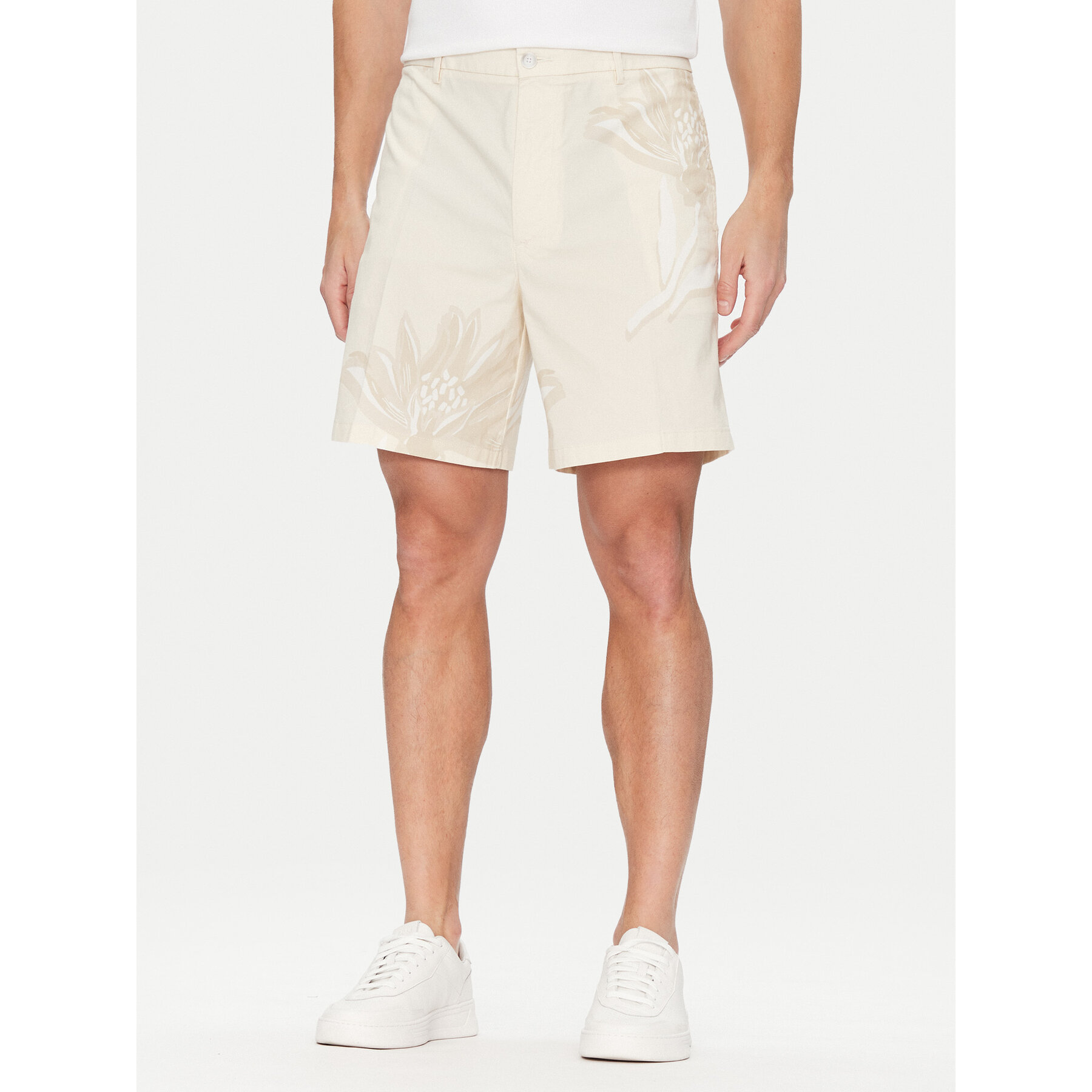 BOSS Szorty materiałowe C-Karlos 50538839 Écru Regular Fit