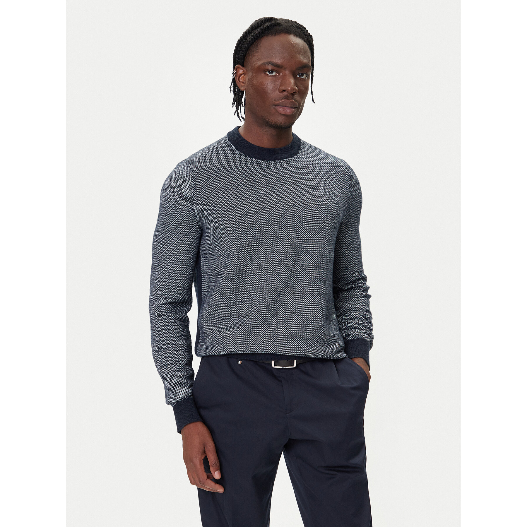 BOSS Sweter H-Hestro 50549986 Granatowy Regular Fit
