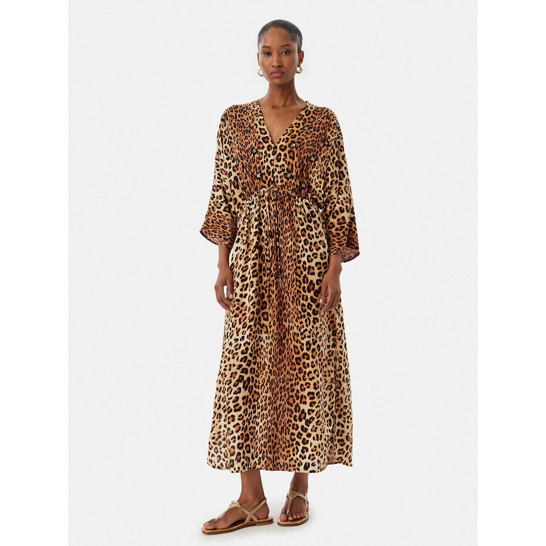 LOLA CASADEMUNT Sukienka letnia LS2616021 Brązowy Relaxed Fit