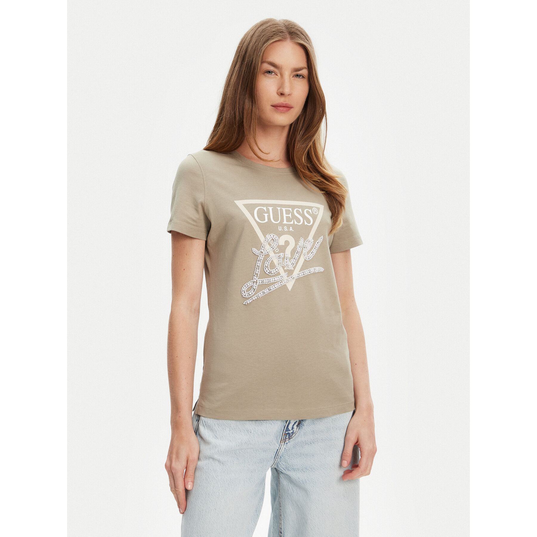 Guess T-Shirt W5YI40 I3Z14 Zielony Regular Fit