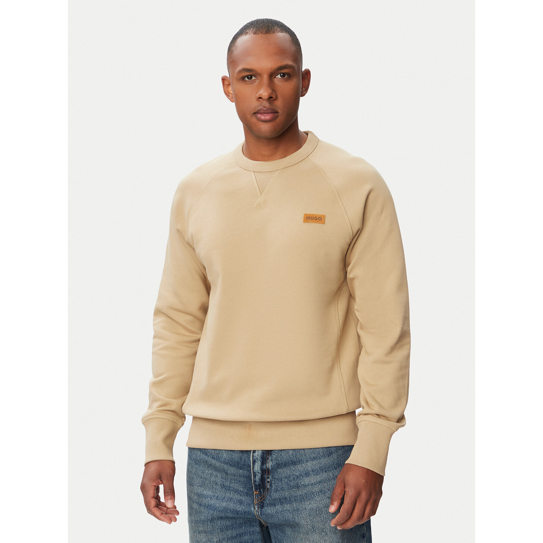 HUGO Bluza Nevacrew 50564038 Beżowy Regular Fit