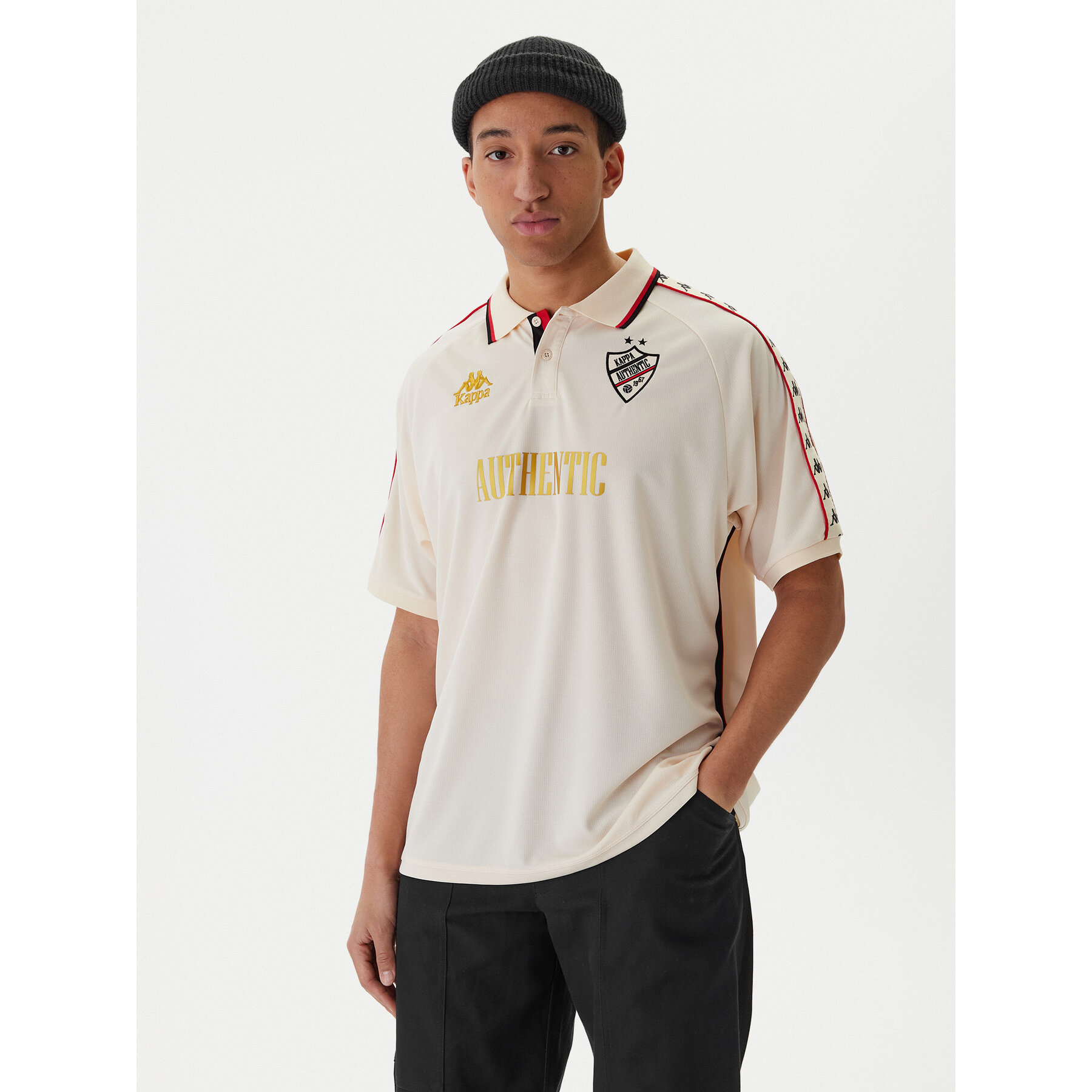 Kappa Koszulka techniczna Banda Stafen 222 38254UW Écru Comfort Fit