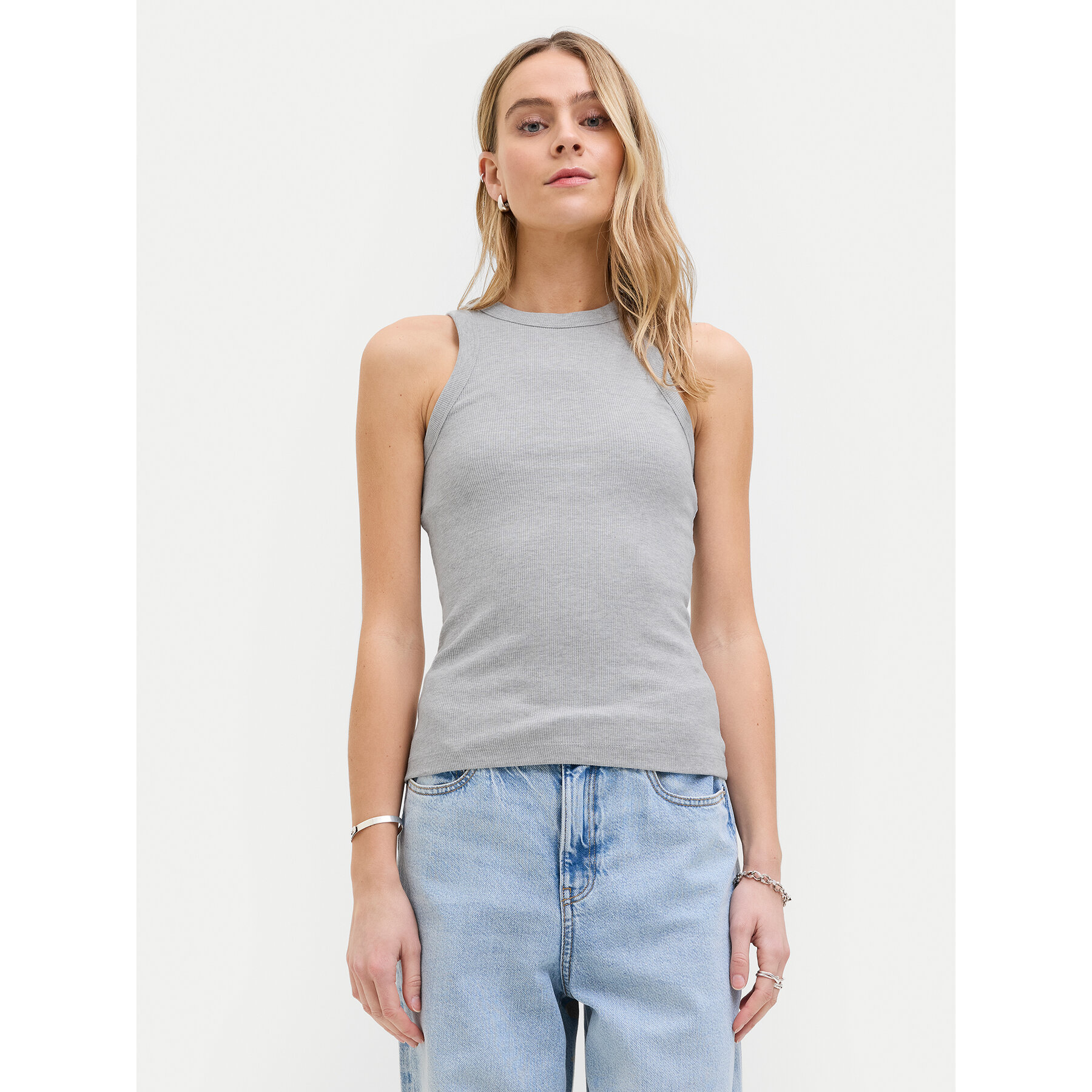 JJXX Top 12224661 Szary Rib Fit