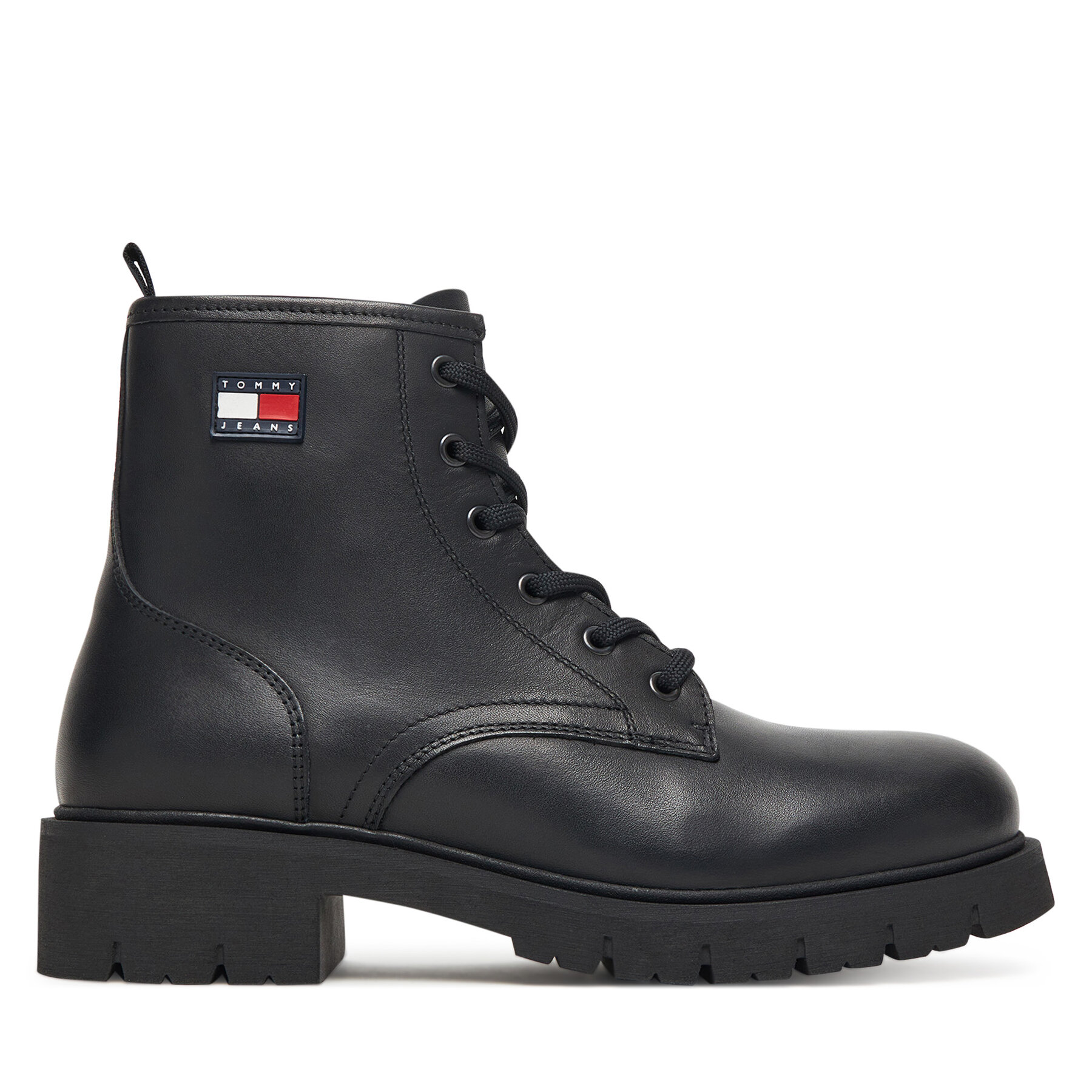 Tommy Jeans Trapery Tjw Lace Up Leather Boot EN0EN02824 Czarny