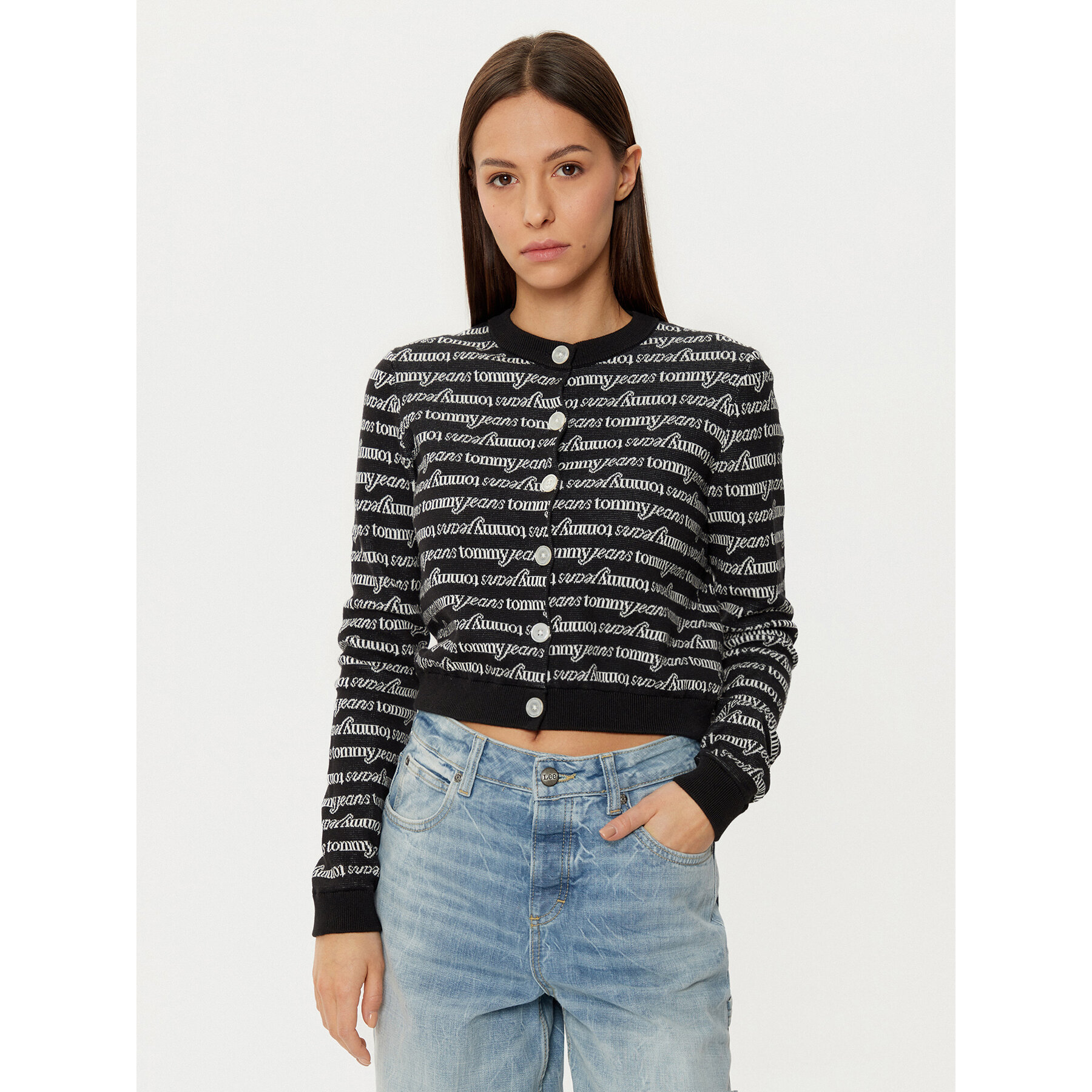 Tommy Jeans Kardigan DW0DW19340 Czarny Slim Fit