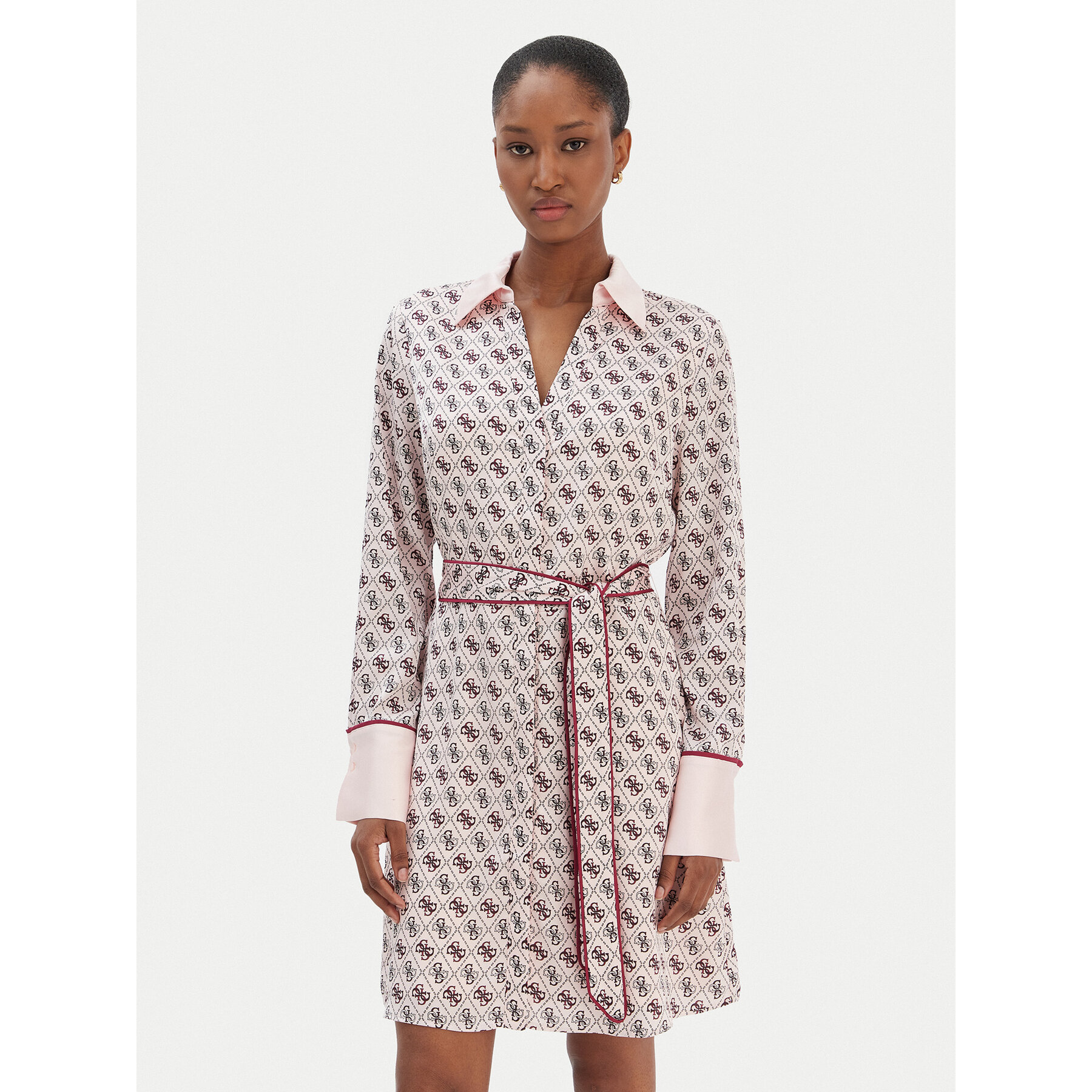 Guess Sukienka koszulowa W6RK90 WF1T2 Różowy Regular Fit