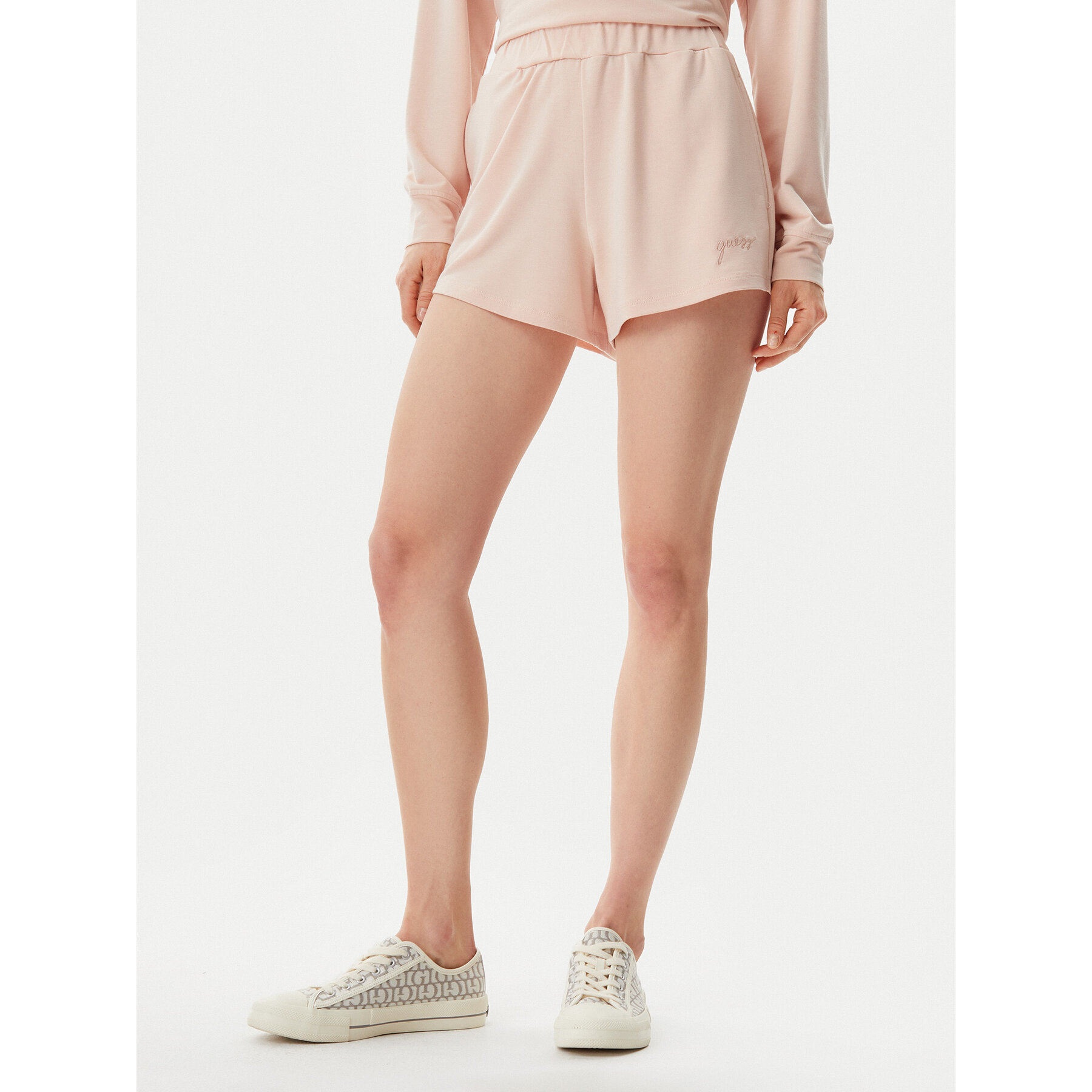 Guess Szorty materiałowe O5GD06 KCQP2 Różowy Regular Fit