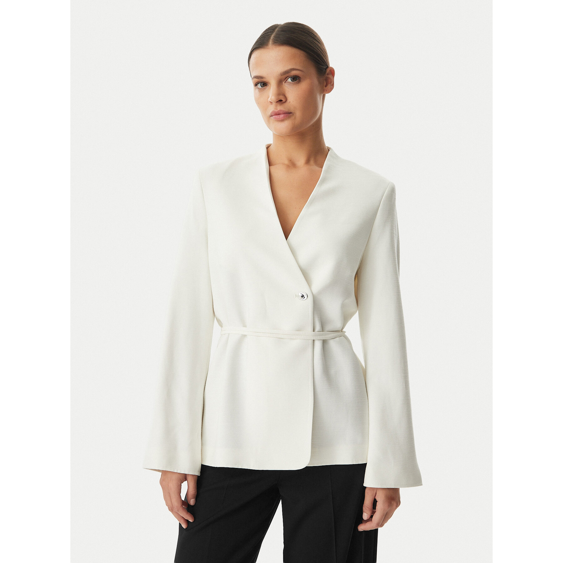 Calvin Klein Marynarka LV044F408G Kremowy Regular Fit