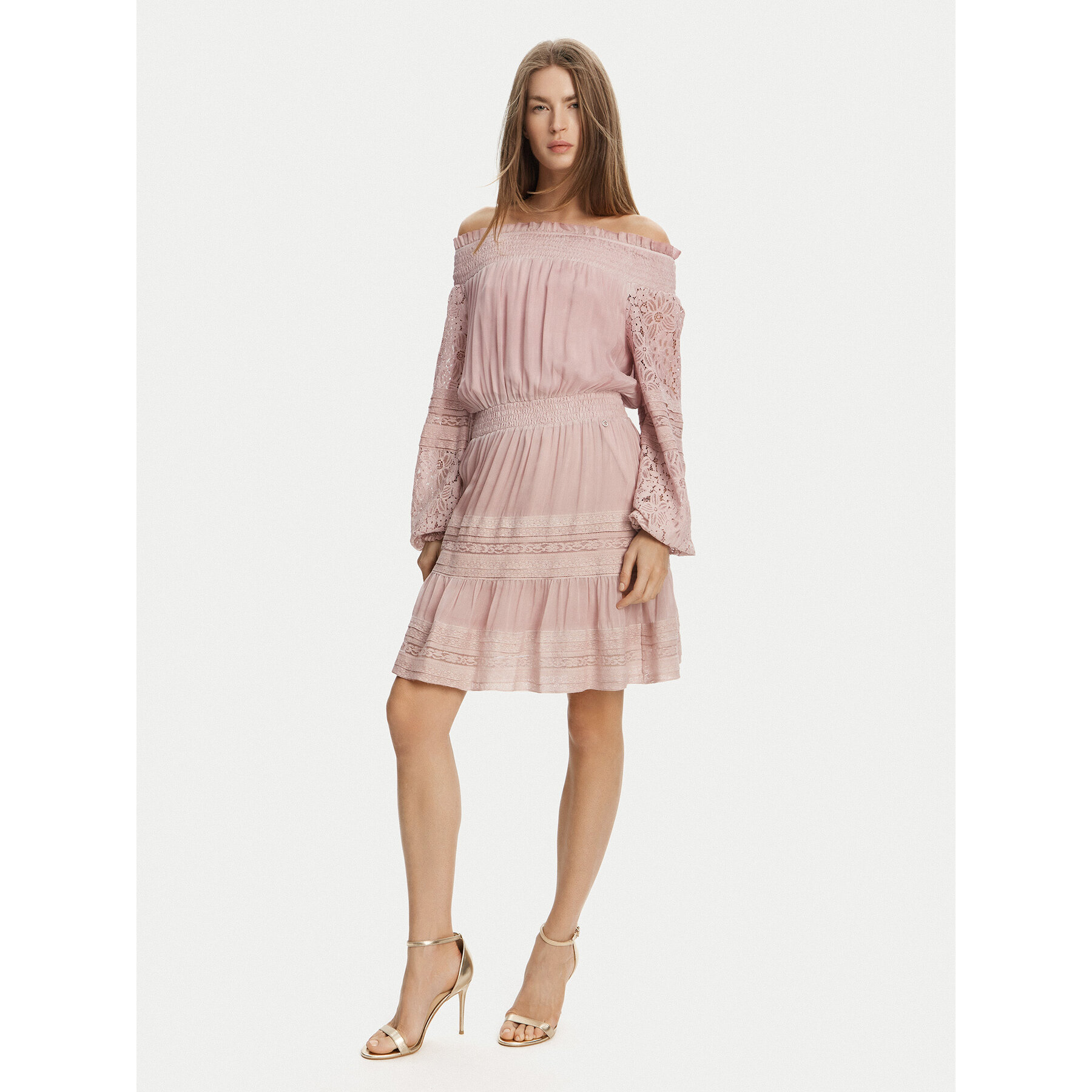 Guess Sukienka koktajlowa W5GK24 WE550 Różowy Regular Fit