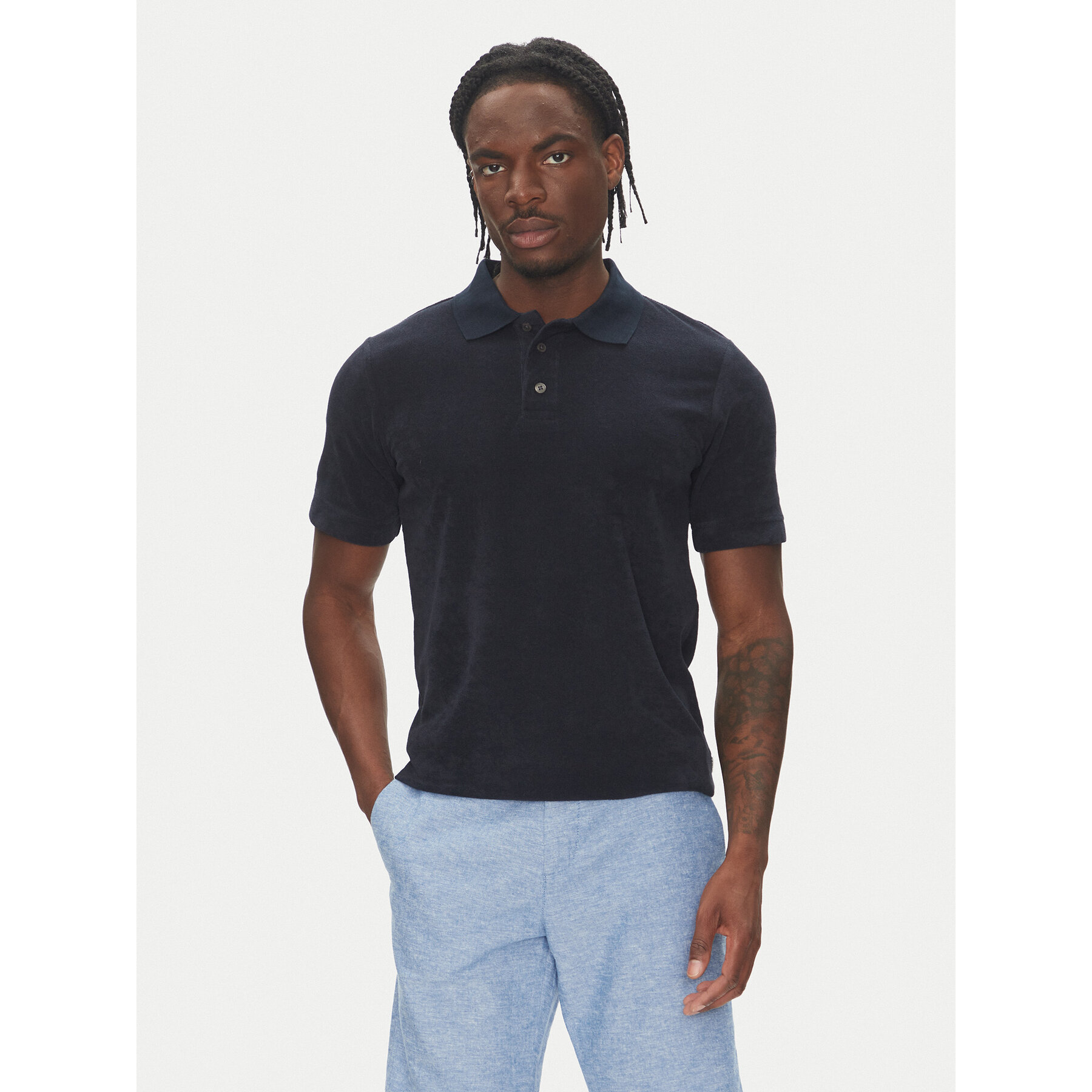 Lindbergh Polo 30-404263 Granatowy Relaxed Fit