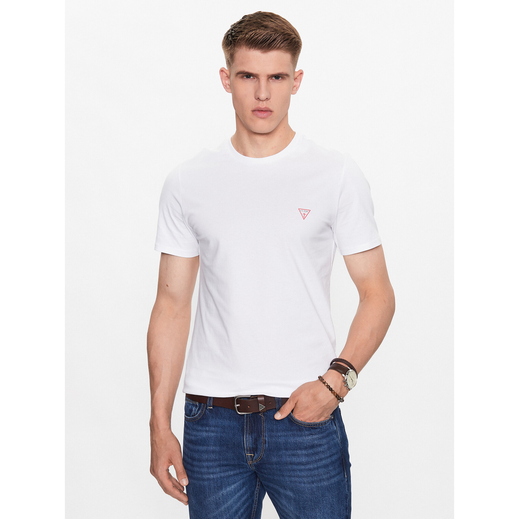 Guess T-Shirt M2YI36 I3Z14 Biały Slim Fit