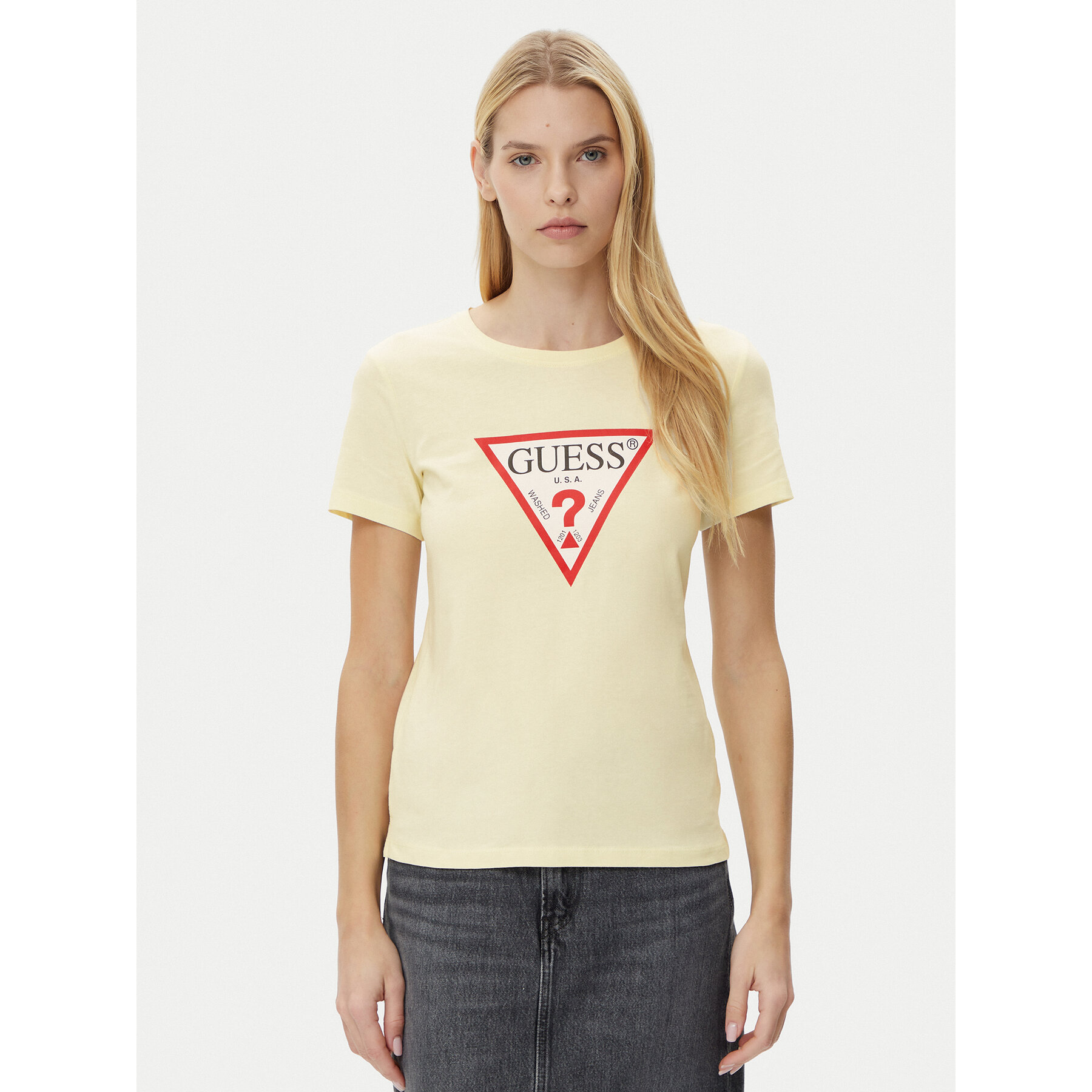 Guess T-Shirt W1YI1B I3Z14 Żółty Regular Fit