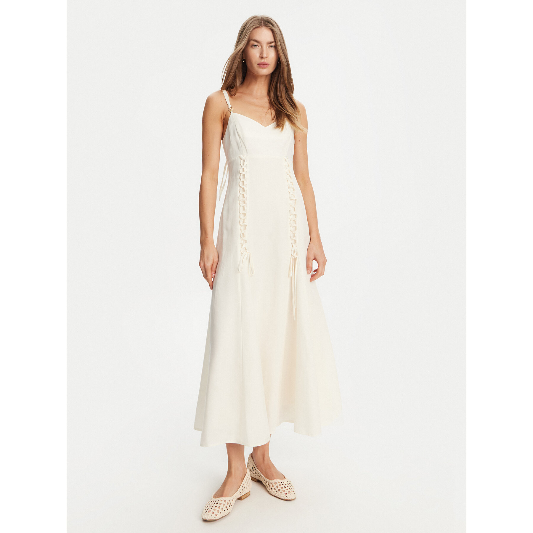 TWINSET Sukienka letnia 251TT2070 Écru Regular Fit