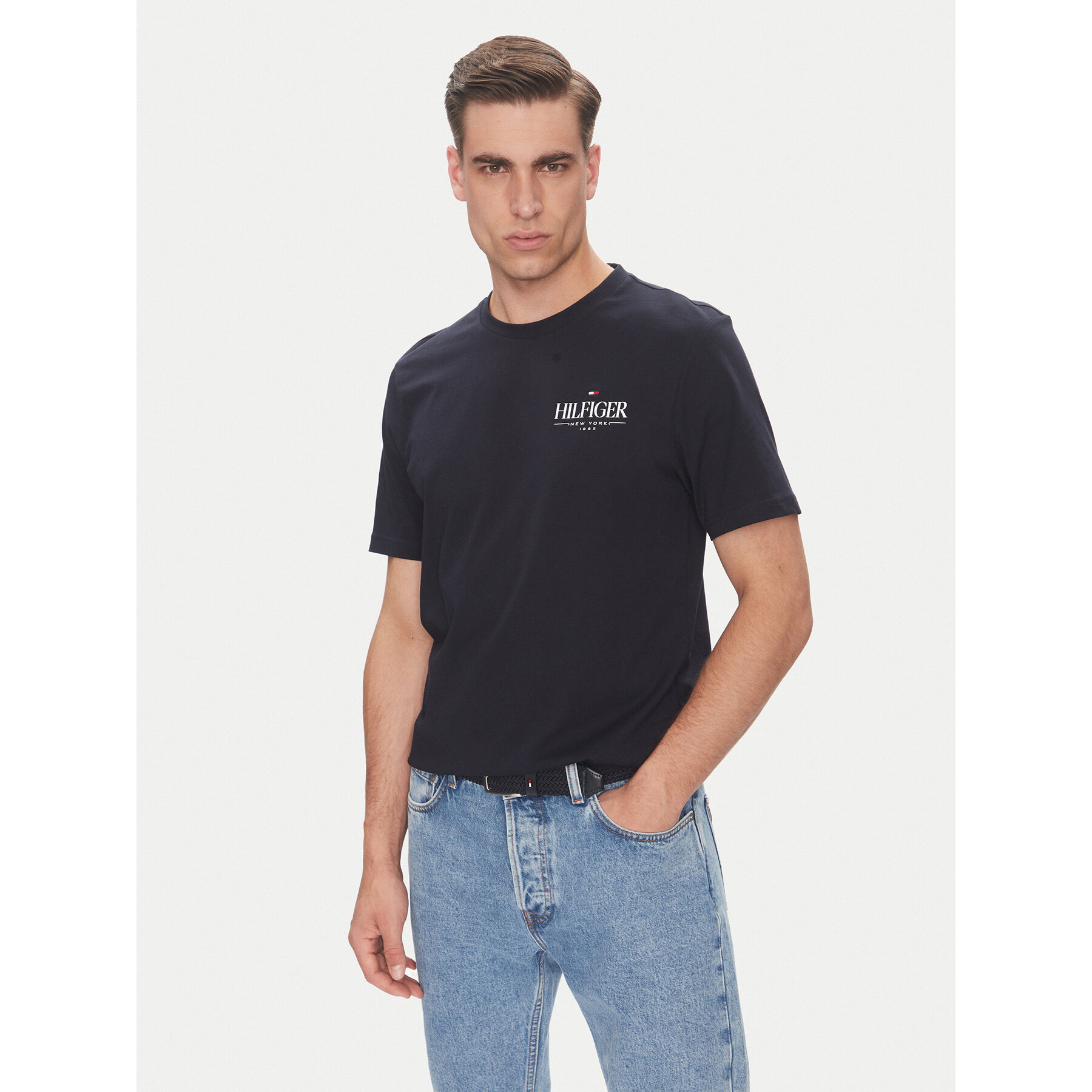 Tommy Hilfiger T-Shirt Stack MW0MW39355 Granatowy Regular Fit