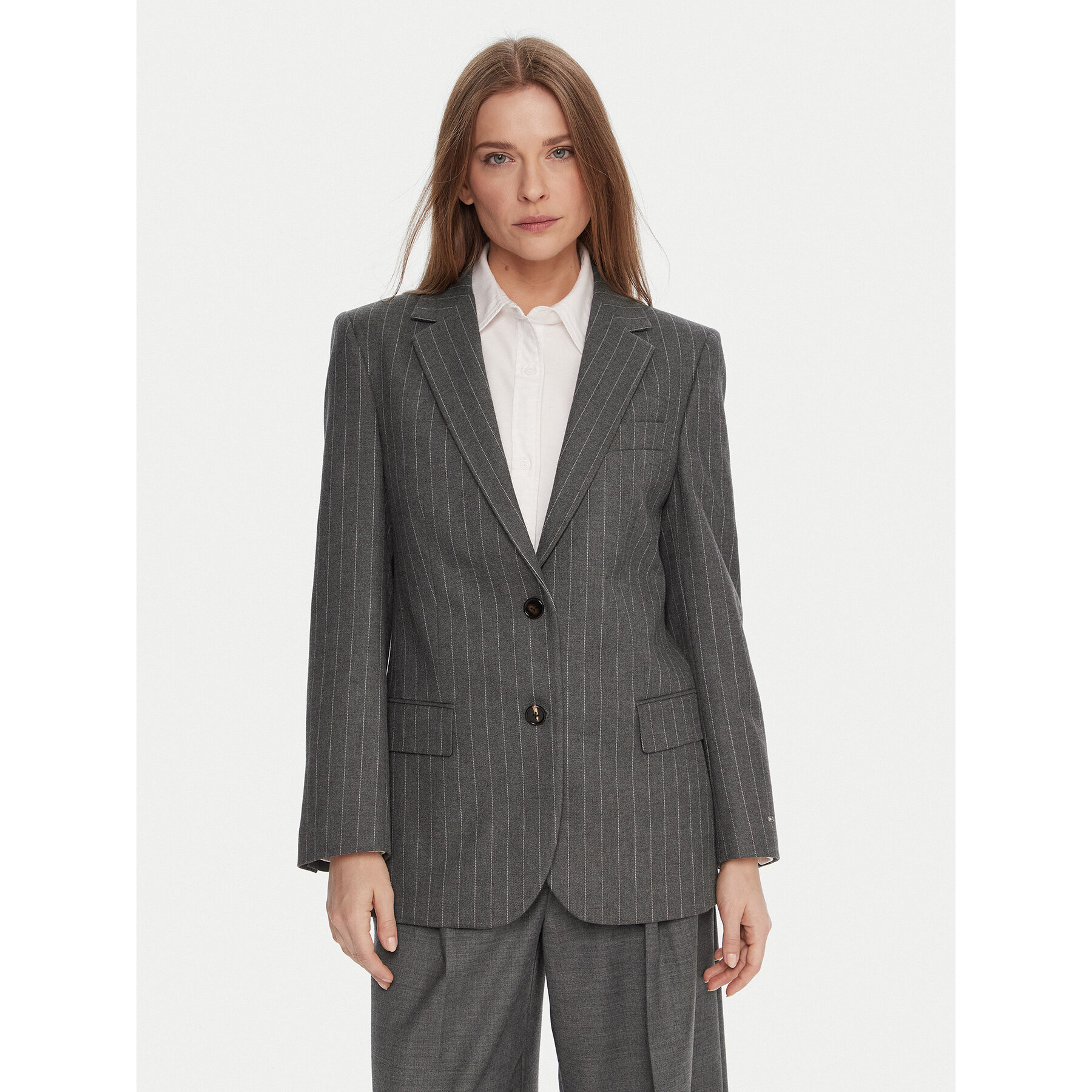 Tommy Hilfiger Marynarka WW0WW48262 Szary Relaxed Fit