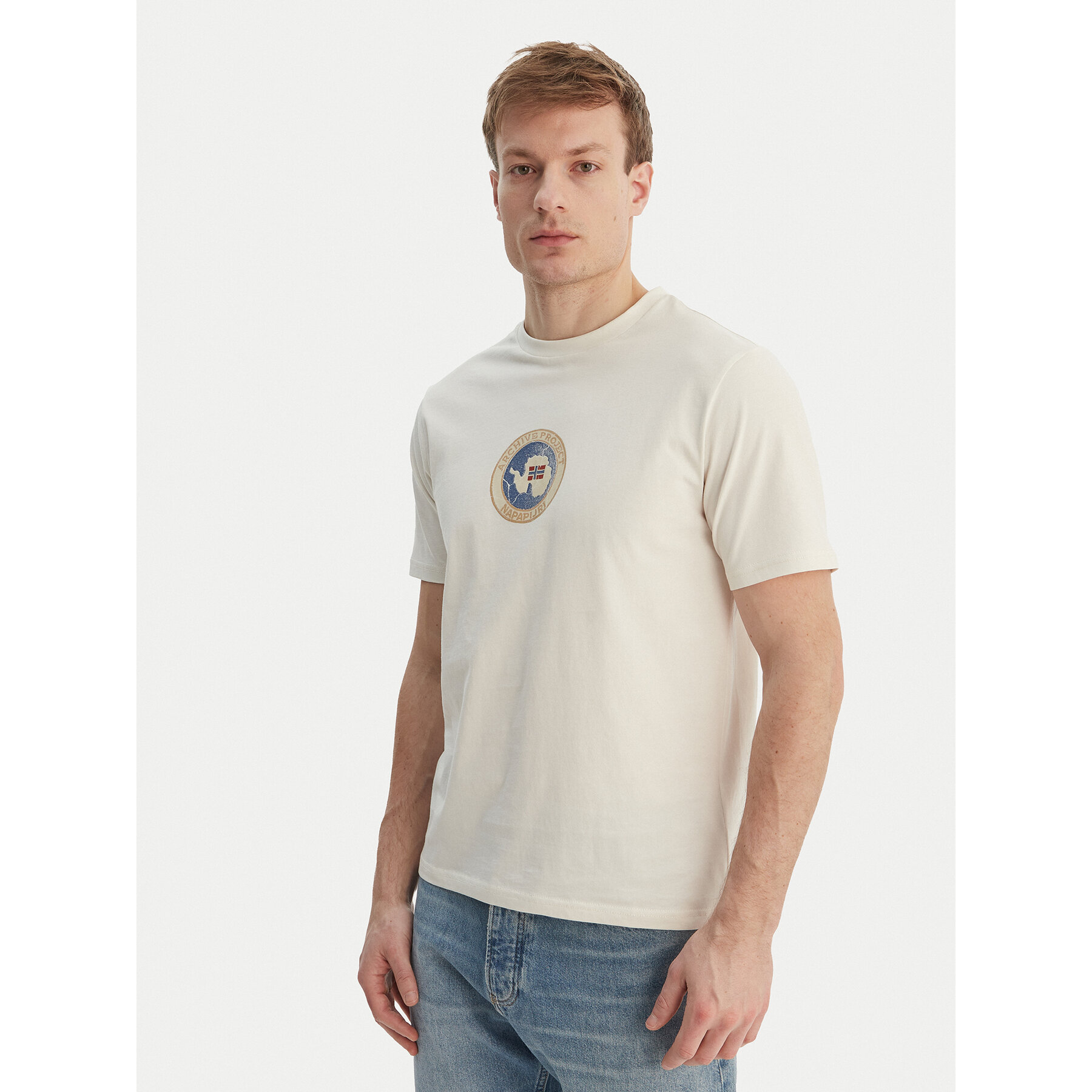 Napapijri T-Shirt S-Phos NP0A4G5A Écru Relaxed Fit