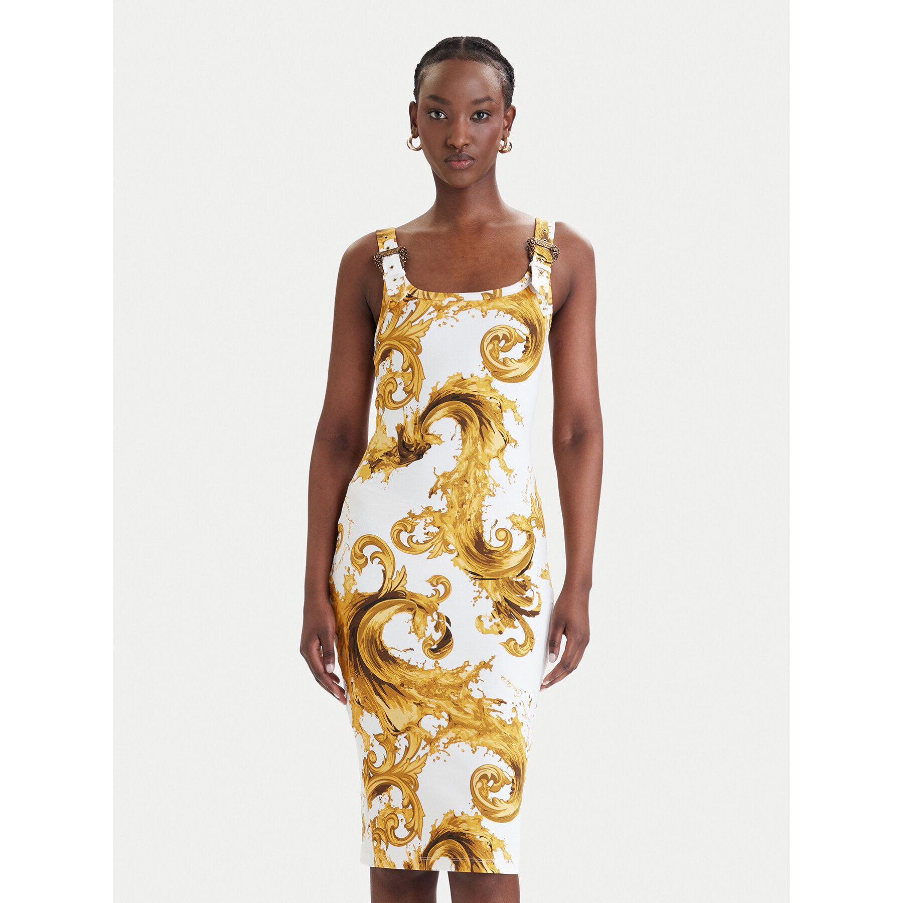 Versace Jeans Couture Sukienka codzienna 80HAO943 JS550 Biały Slim Fit