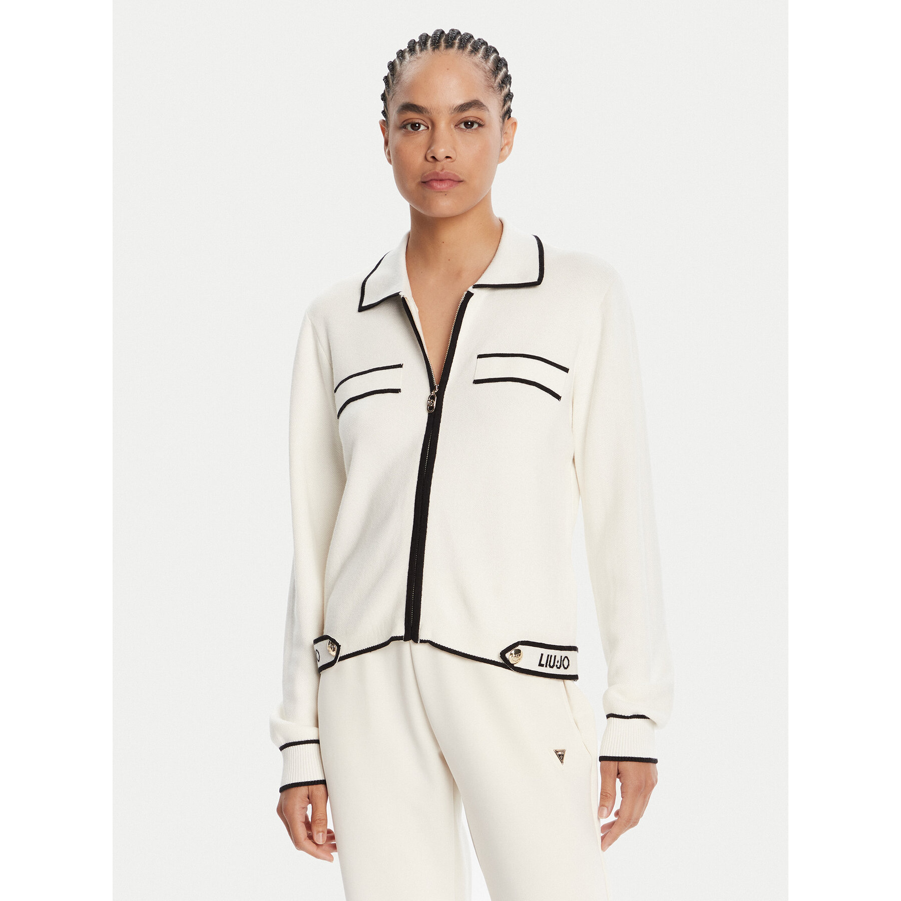 Liu Jo Sport Kardigan TF5250 MS59L Écru Regular Fit